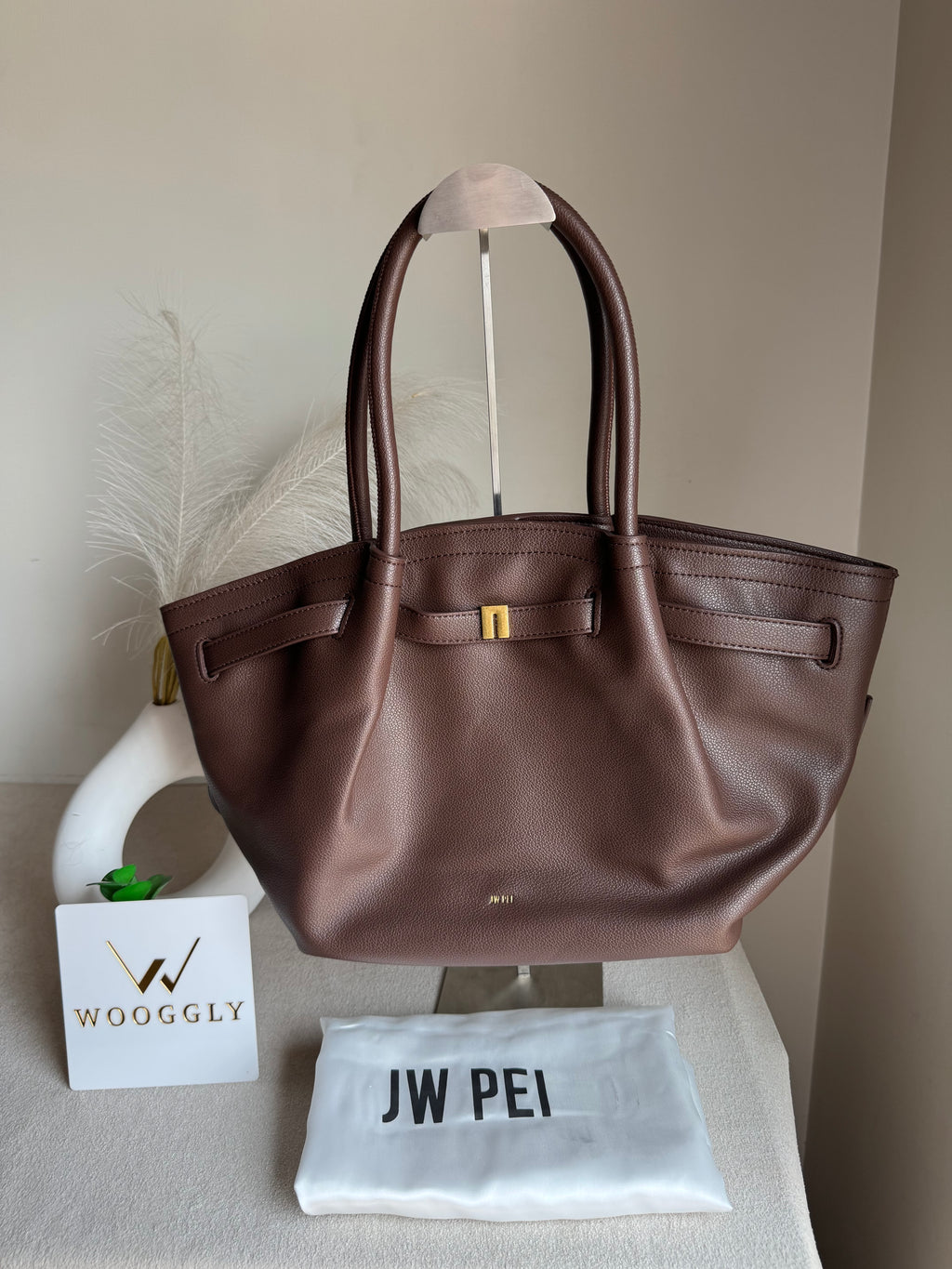 JW PEI Hana Tote Bag - Leather Chocolate Brown
