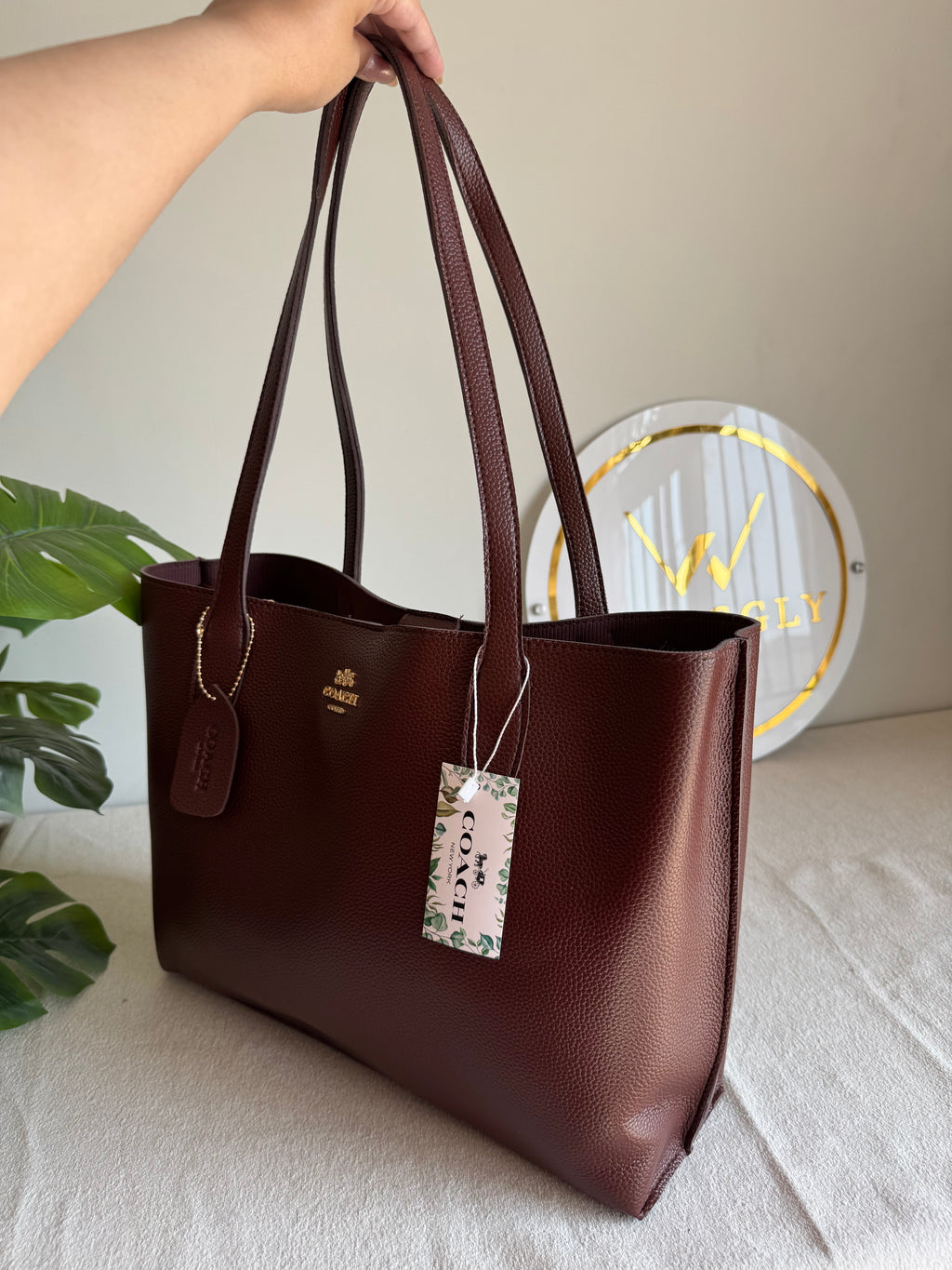 COACH Solid Tote Bag - Chocolate Brown