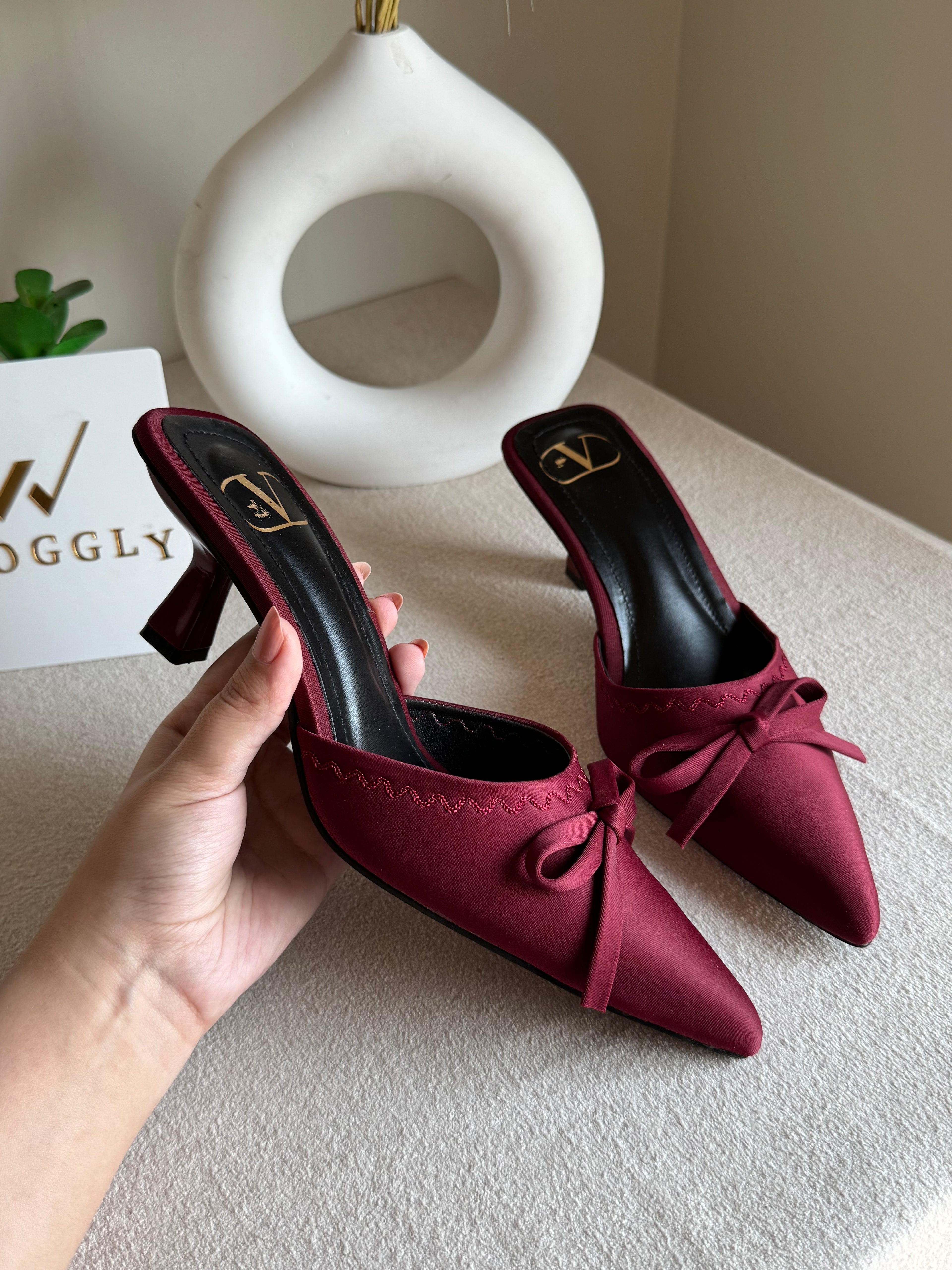 Valentino Bow Heels - Maroon