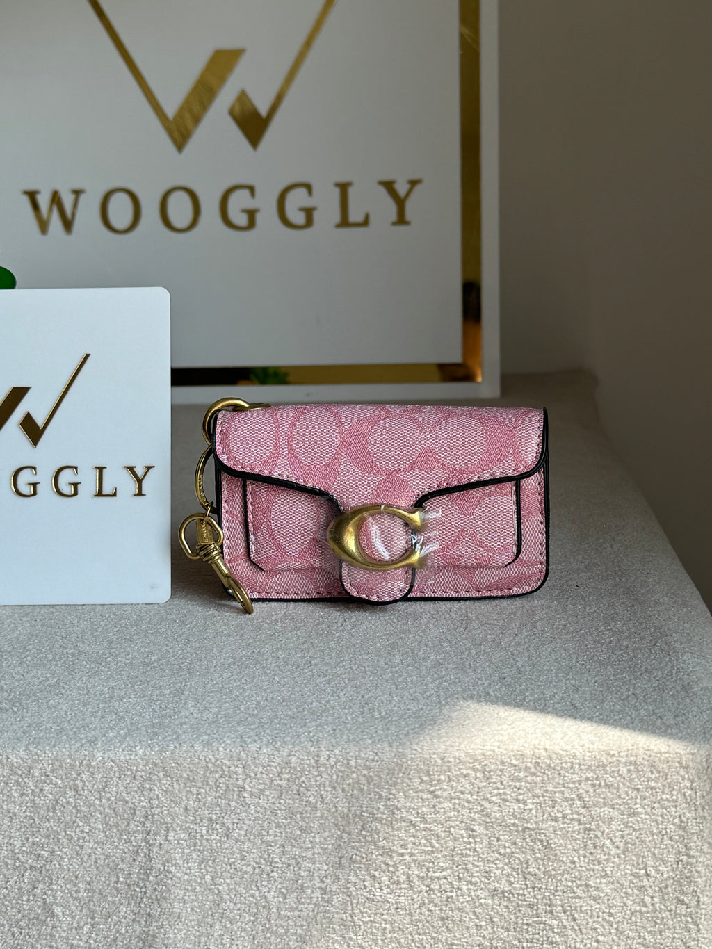 Coach Tabby Mini Bag Charm Signature Pink