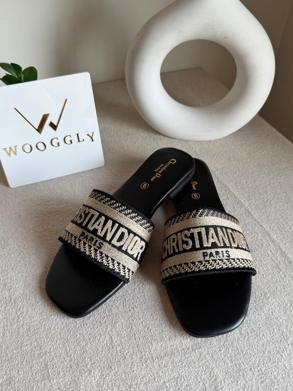 Signature Dior Embroided Slides