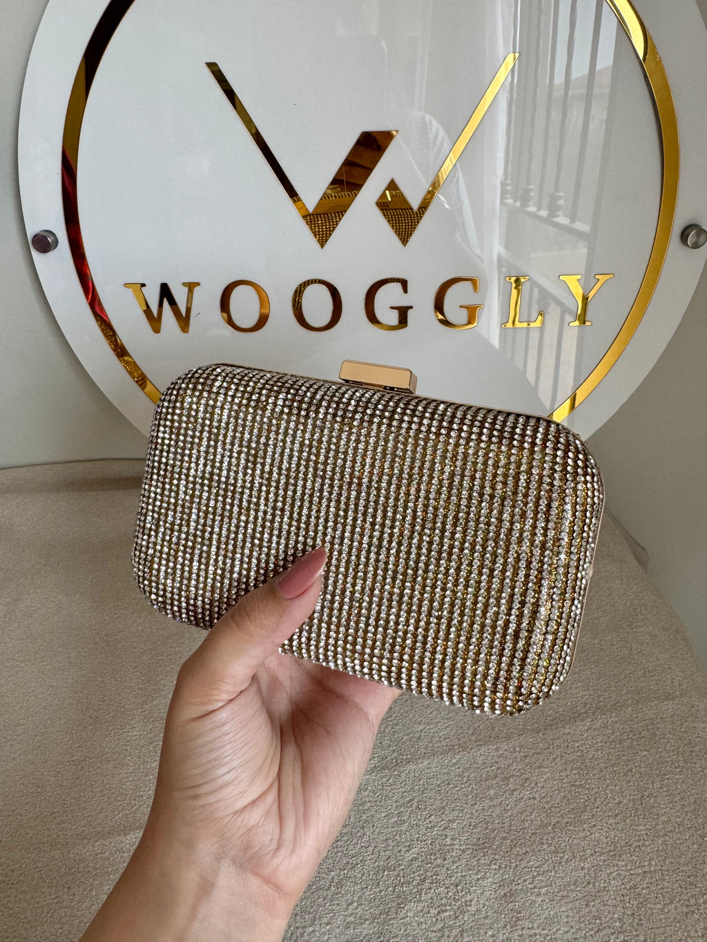 Mehar Shimmer Clutch - Rose Gold