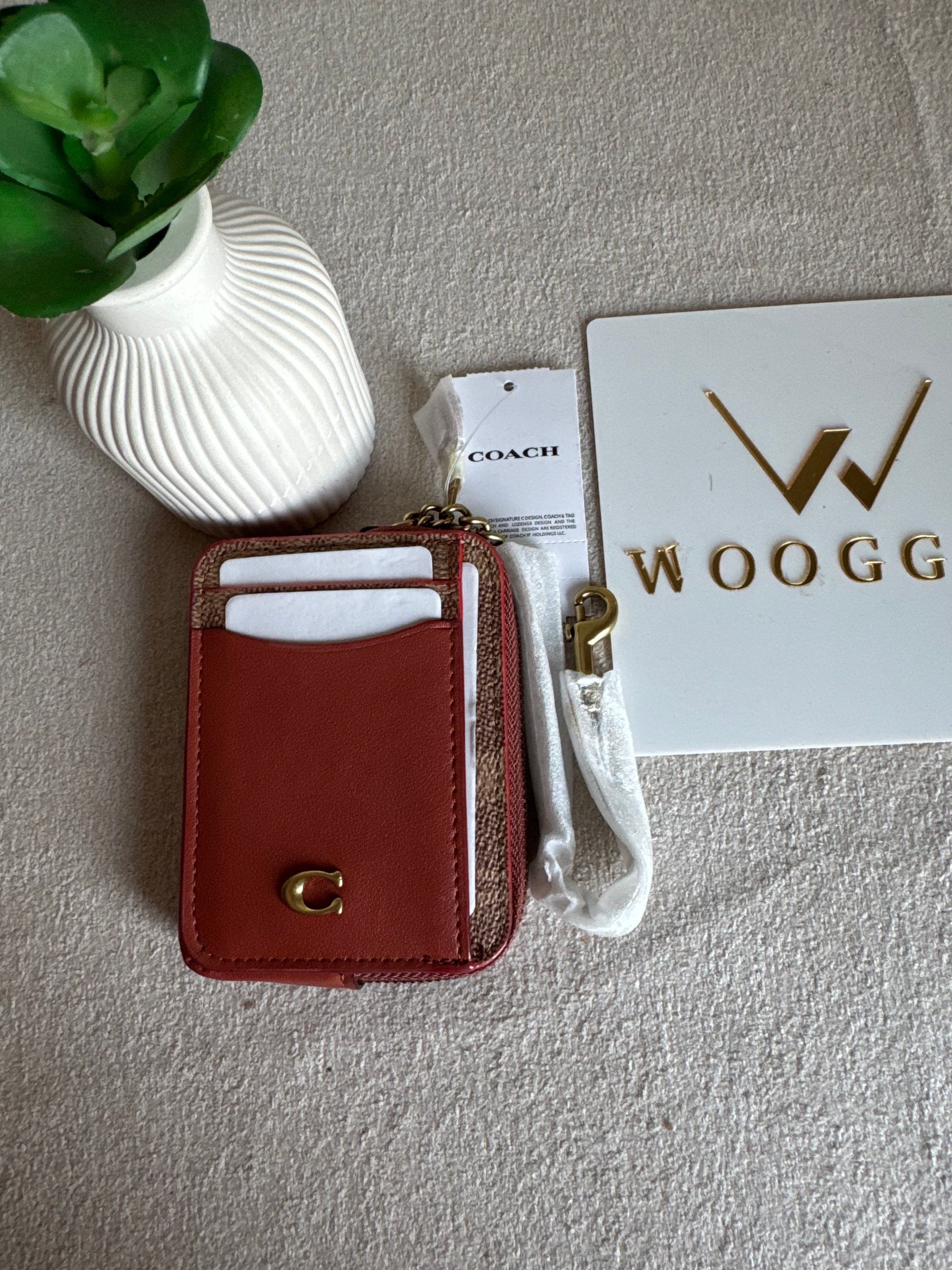 Coach Zip Card Case - Warm Brown