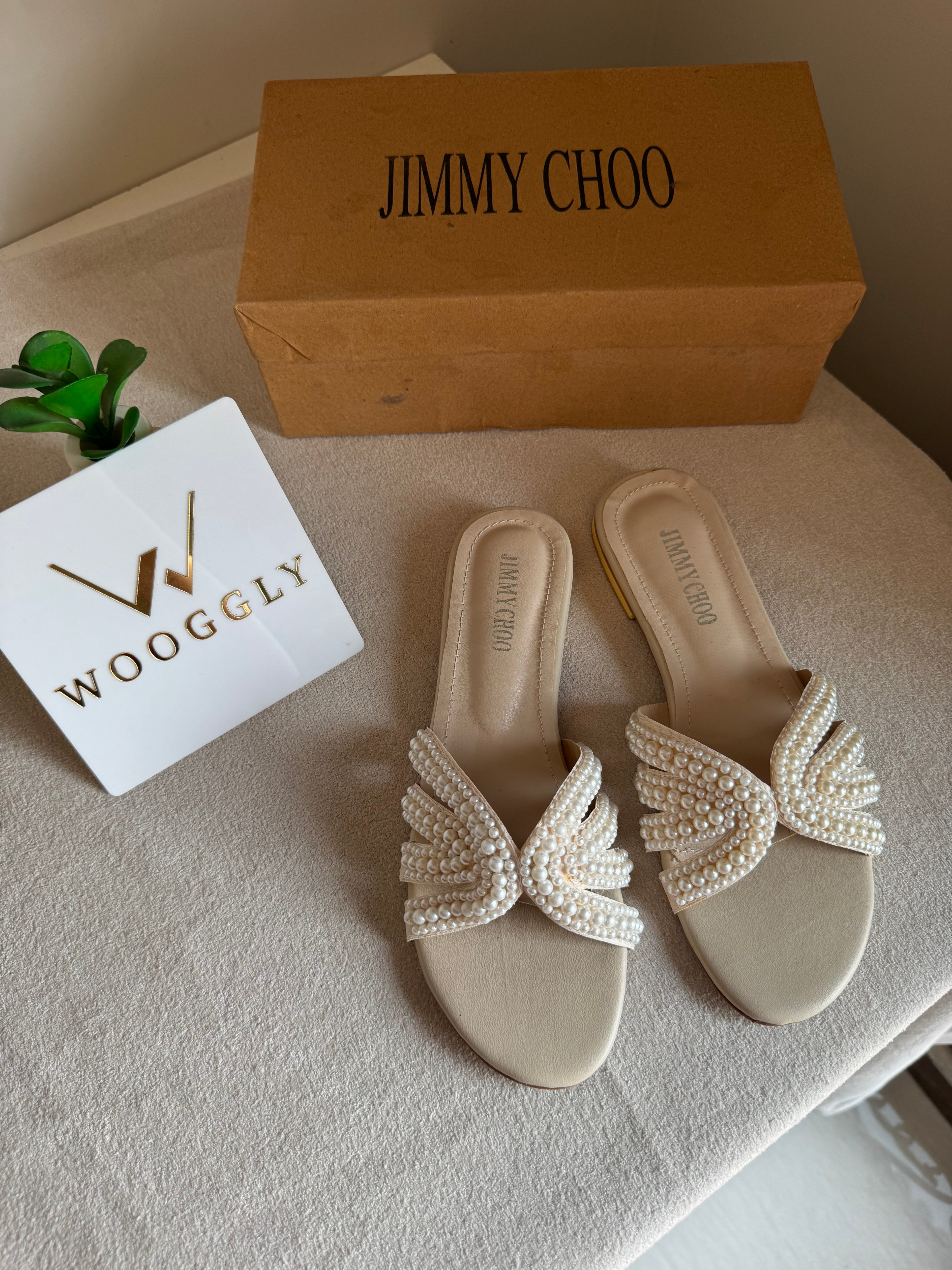 Jimmy Choo Pearl Slides - White
