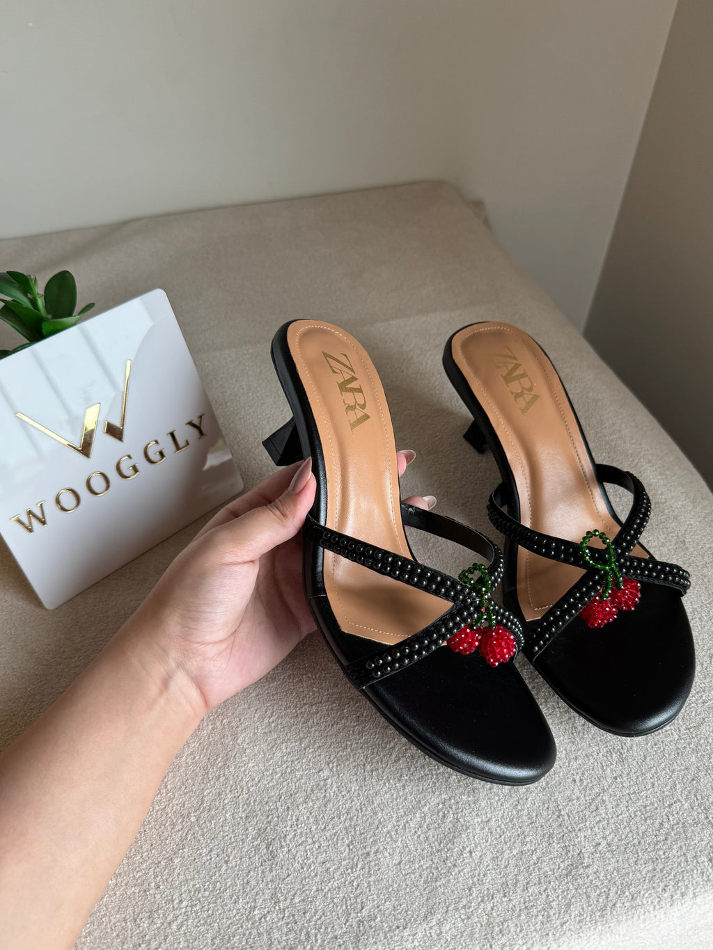Cute Zara Cherry Heels Black