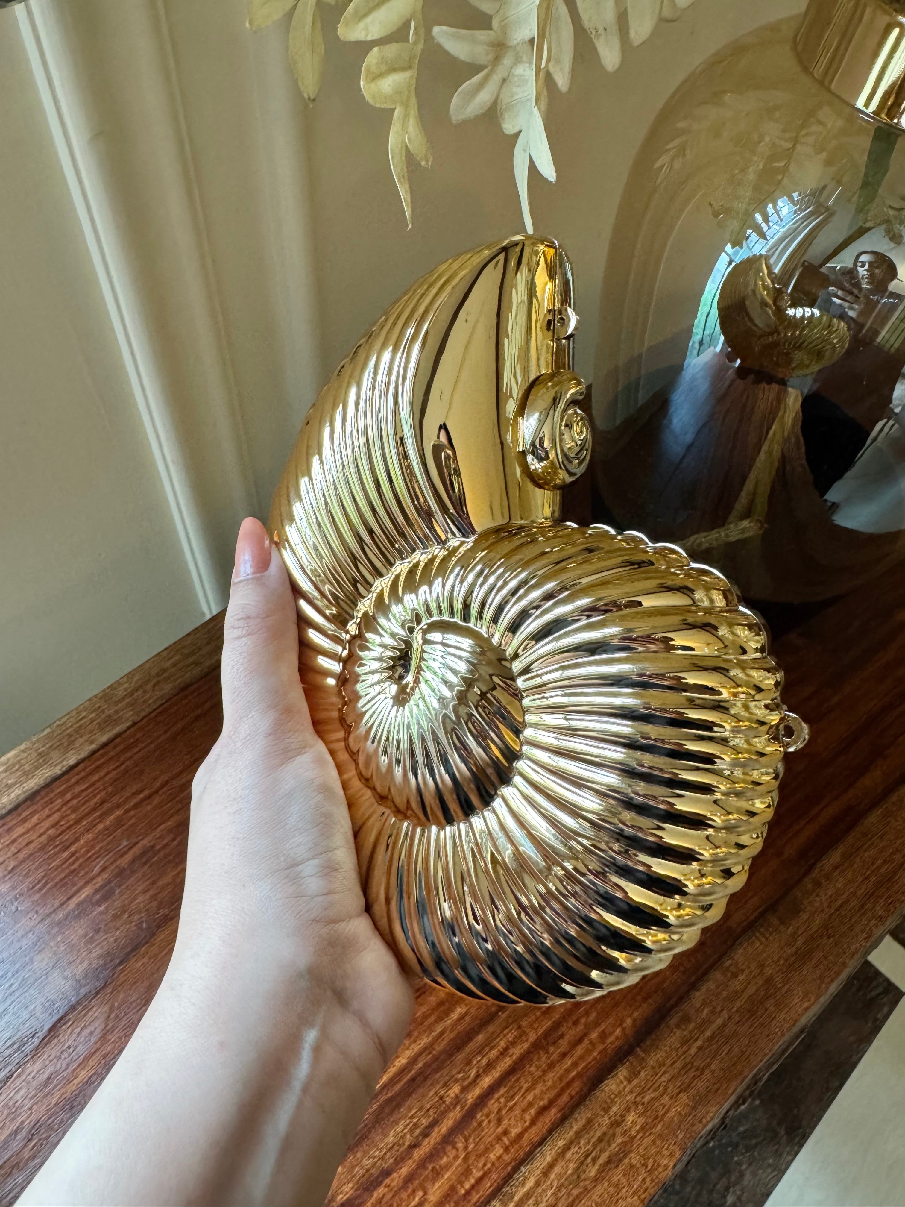 LUXURY Shell Clutch with Gold Chain - BIG SIZE