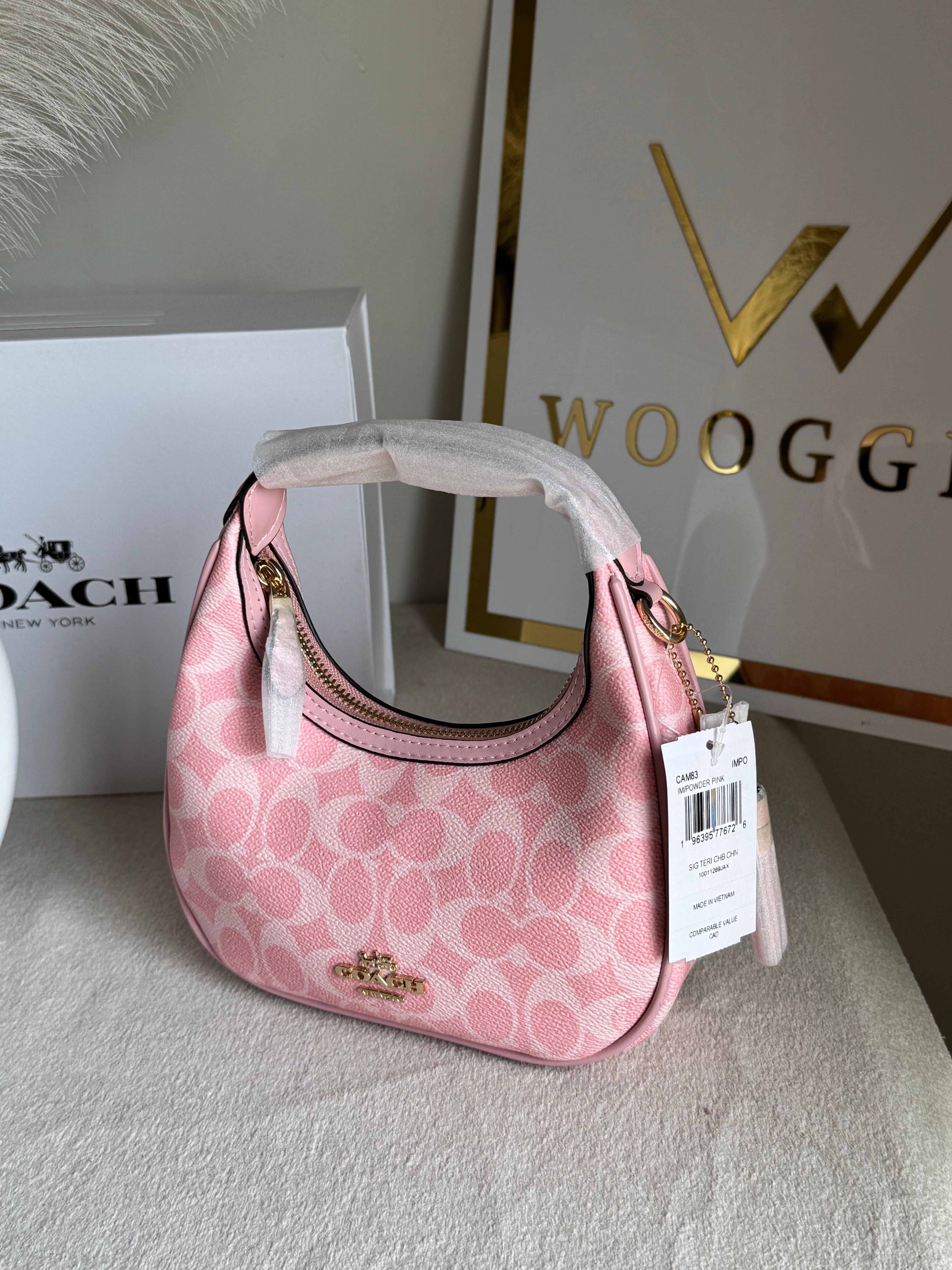 COACH Powder Pink Pretty Bag with Long Strap - BOX PACKING