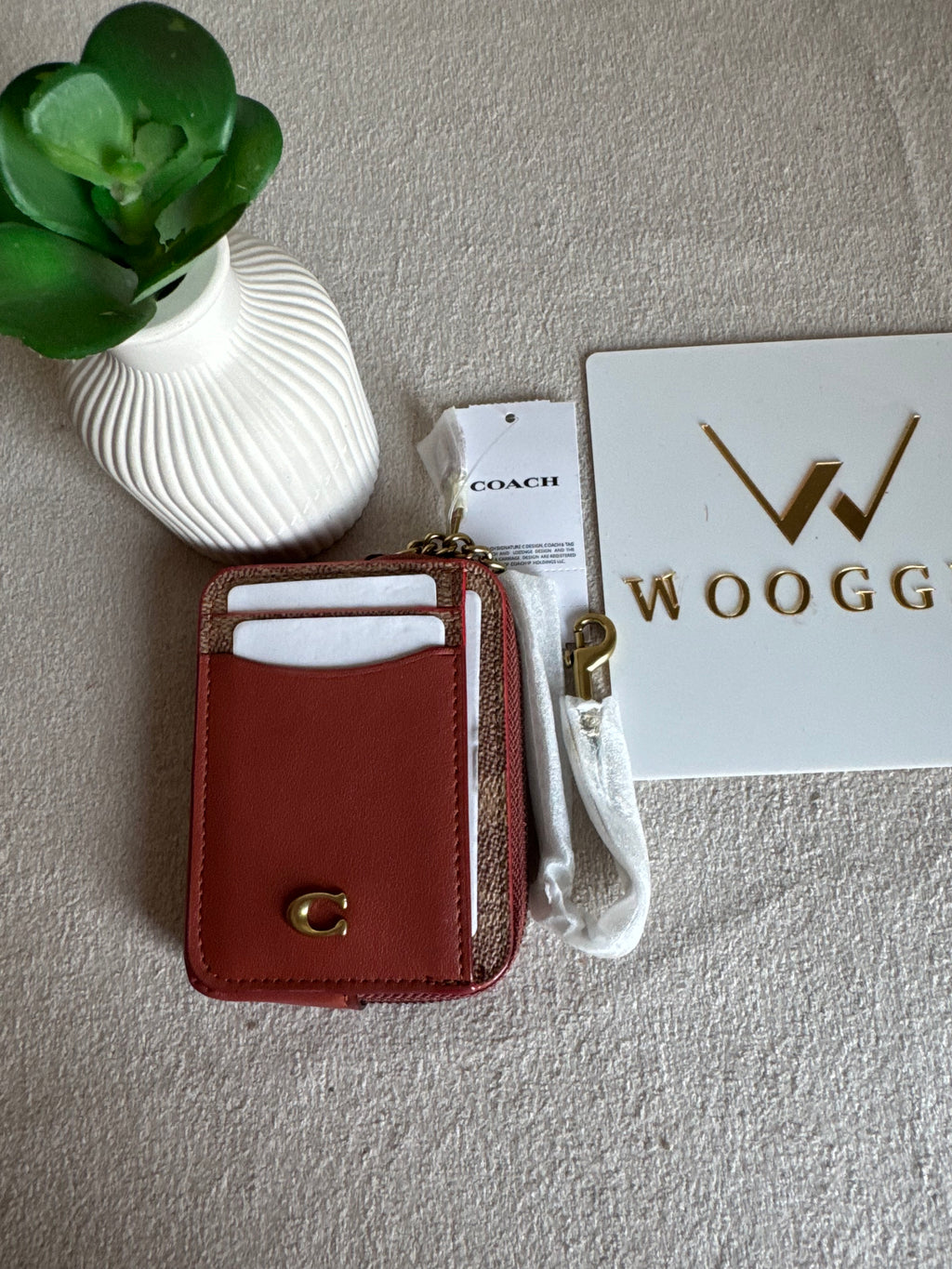 Coach Zip Card Case - Warm Brown