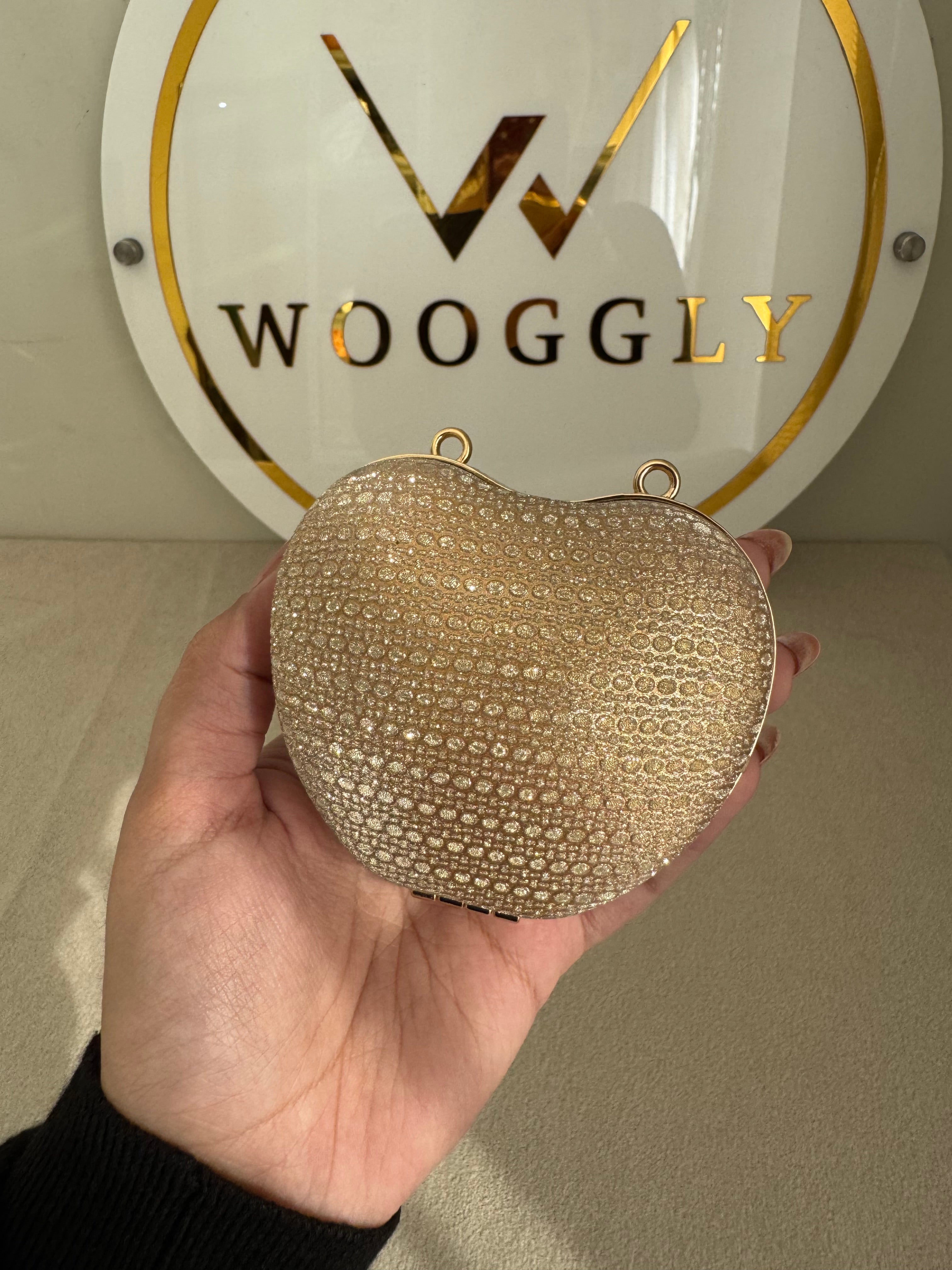 Apple Shimmer Clutch with Chain - Mini Gold