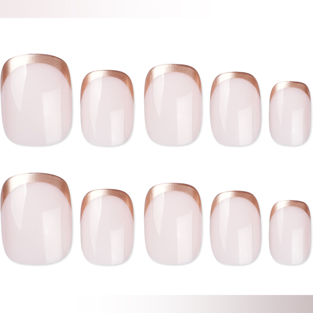 Pink & Gold Press On Nails - 24 Pieces Complete Kit