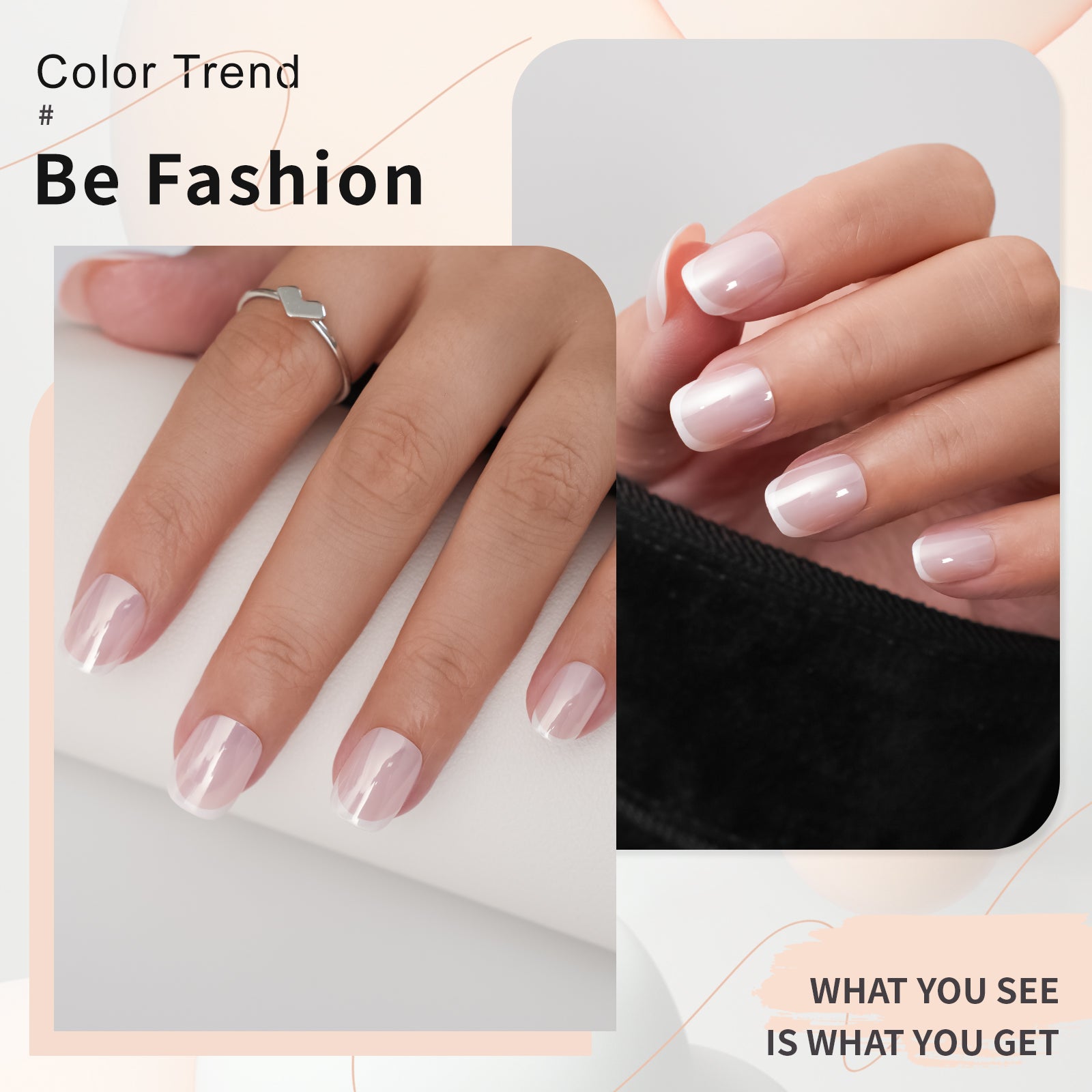 Glow with French Press On Nails - 24 Pieces Complete Kit