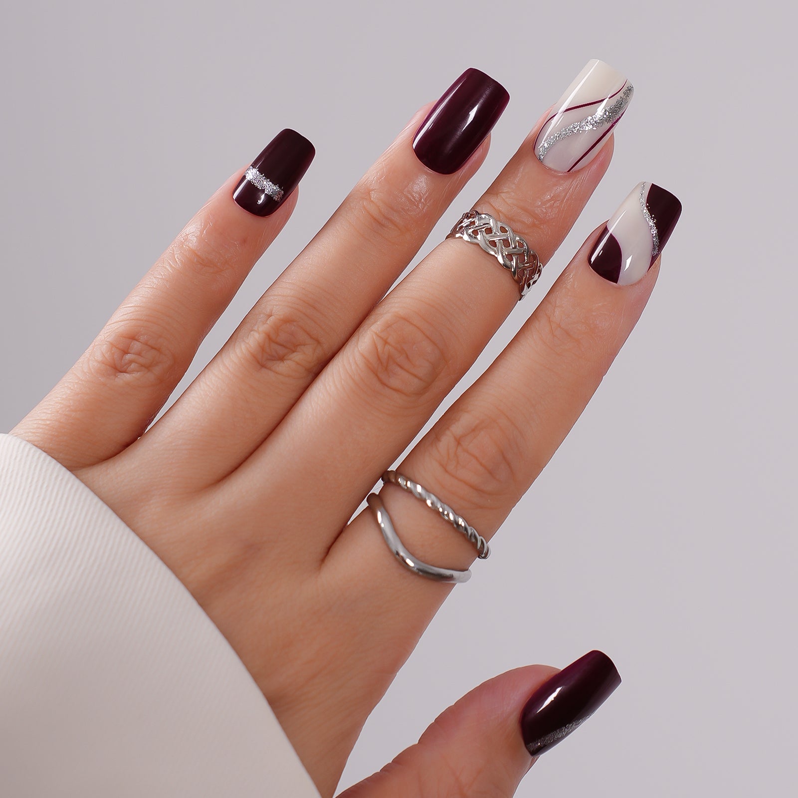 Velvet Press On Nails - 24 Pieces Complete Kit