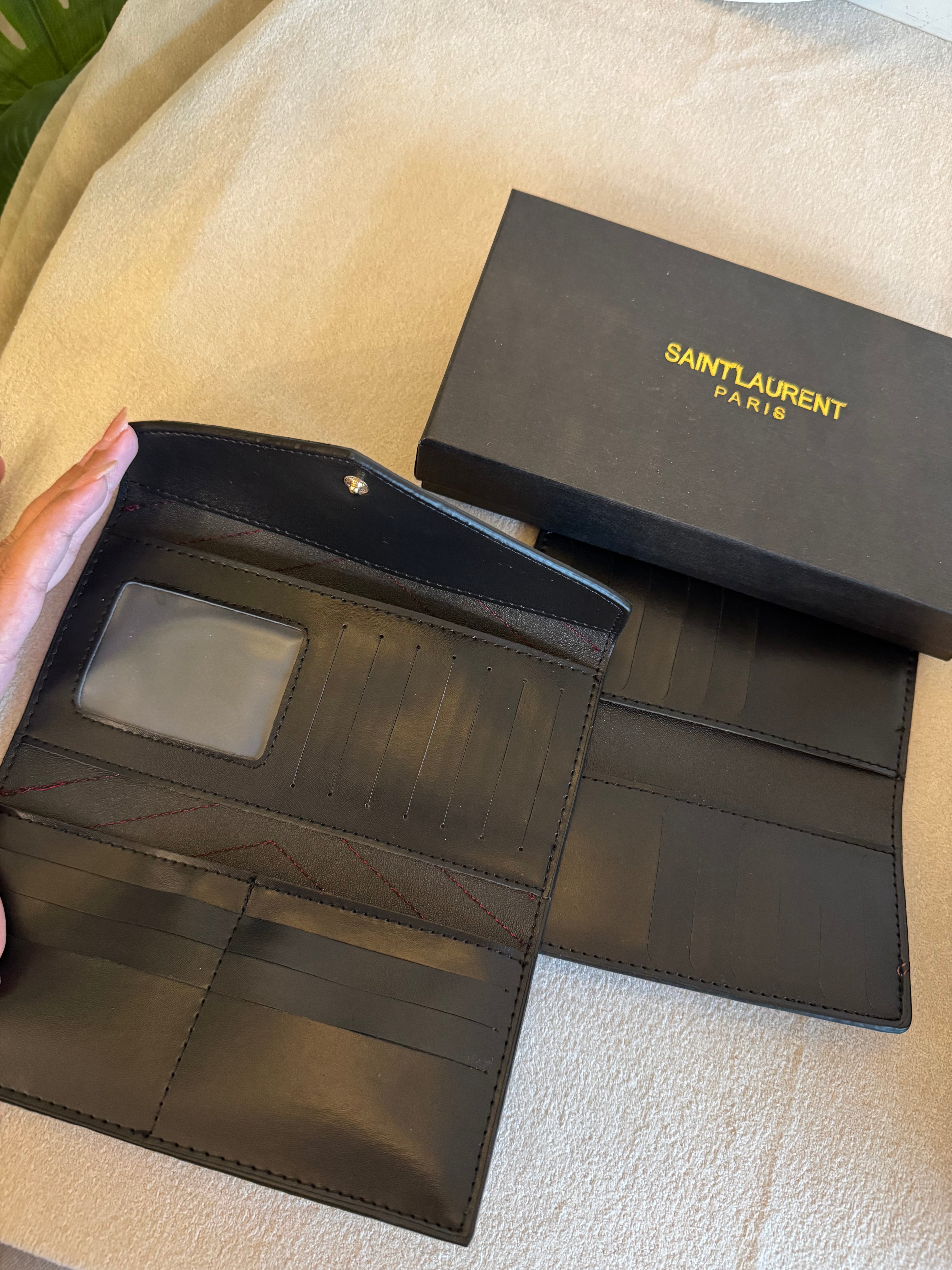 YSL Wallet with Card Holder Set (Maroon) - Box Packing