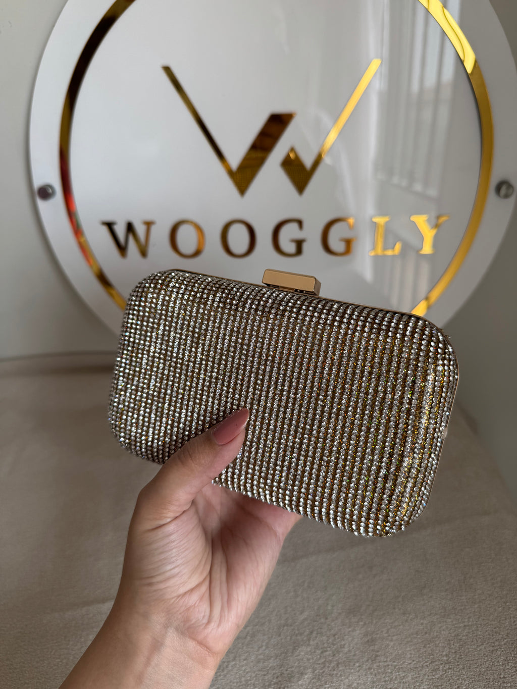 Mehar Shimmer Clutch - Rose Gold