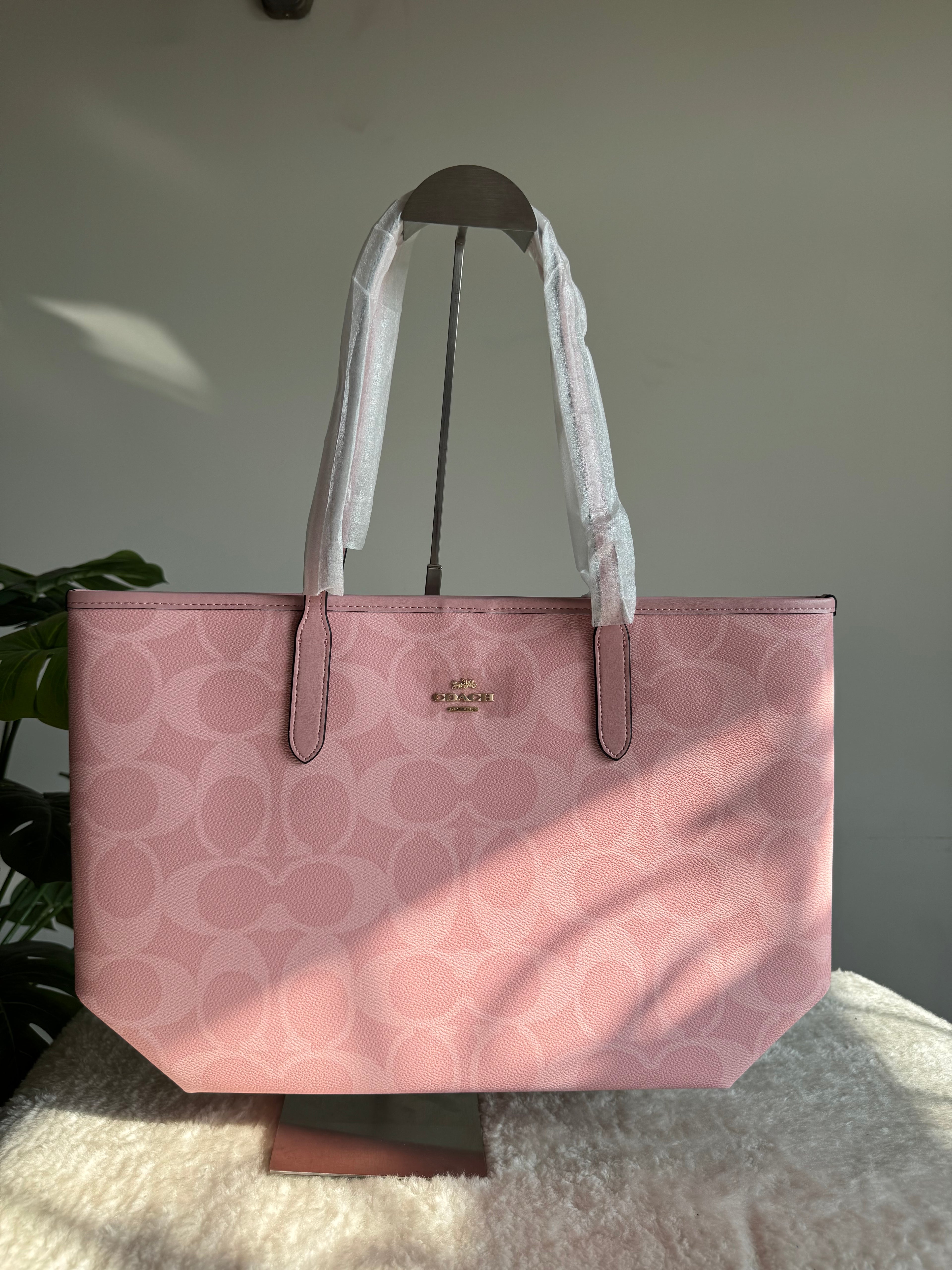 COACH Pink Tote Bag EXTREMELY PREMIUM with FREE Pink Cherry Bag Charm - BOX PACKING