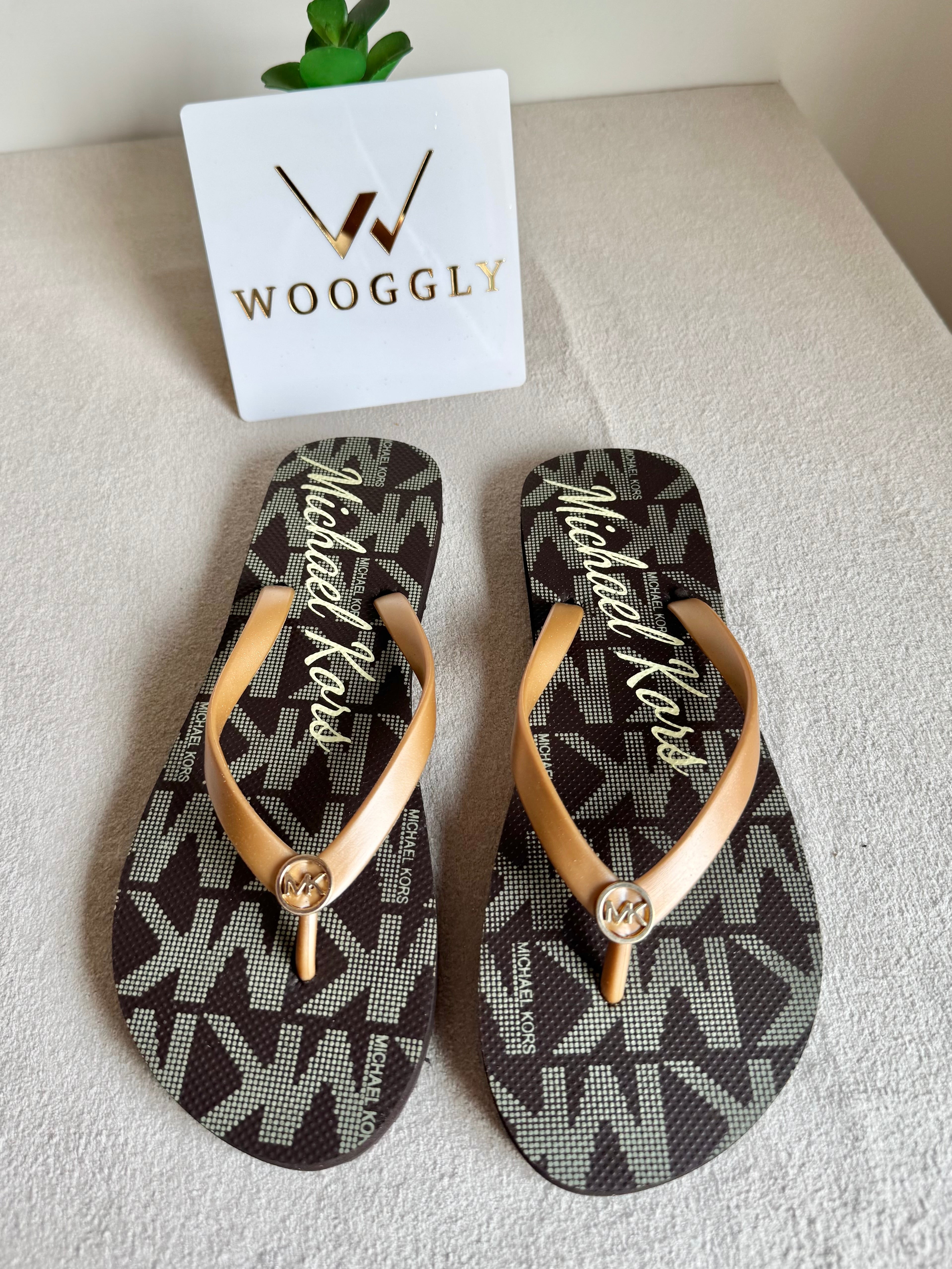 MK Black & Gold Comfy Flip Flops