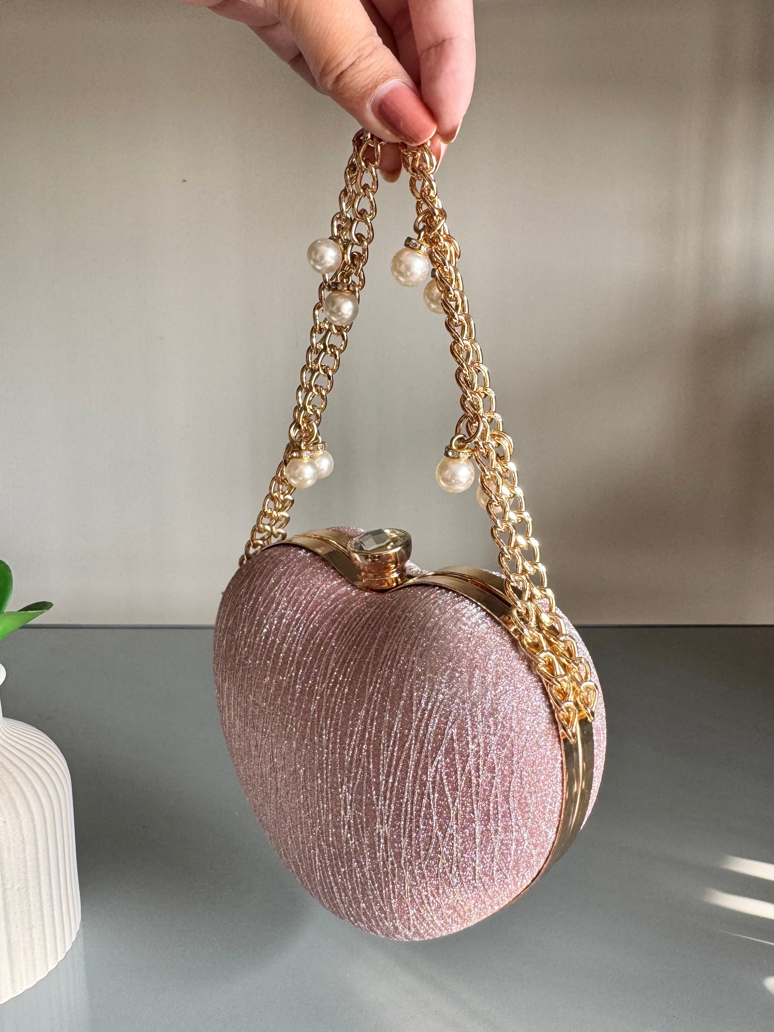 Bling Heart Clutch - Pink