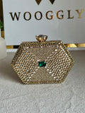 Gulnaar Kundan Clutch - Green Stone