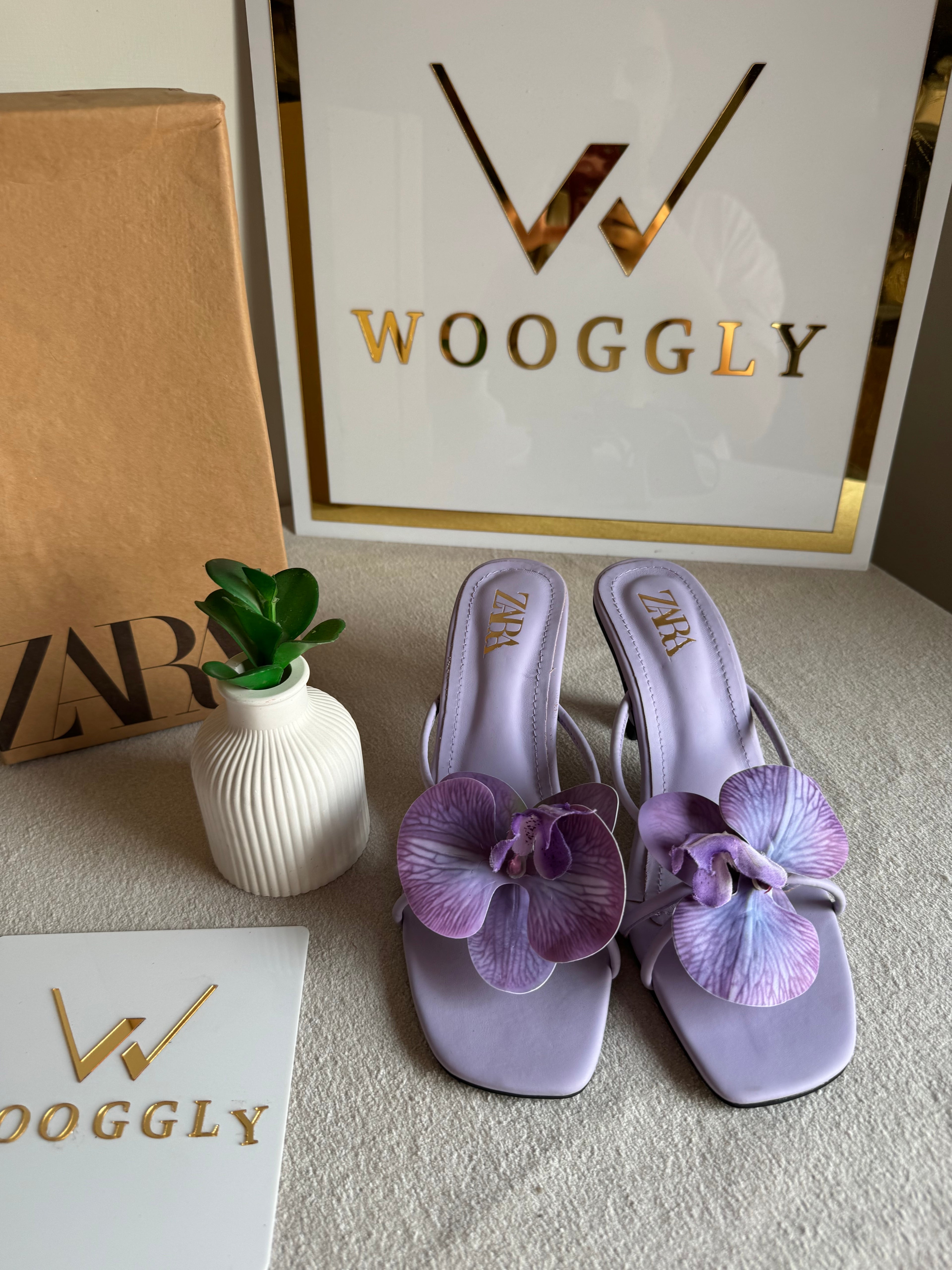 Zara Flower Heels LILAC - with Brand Box