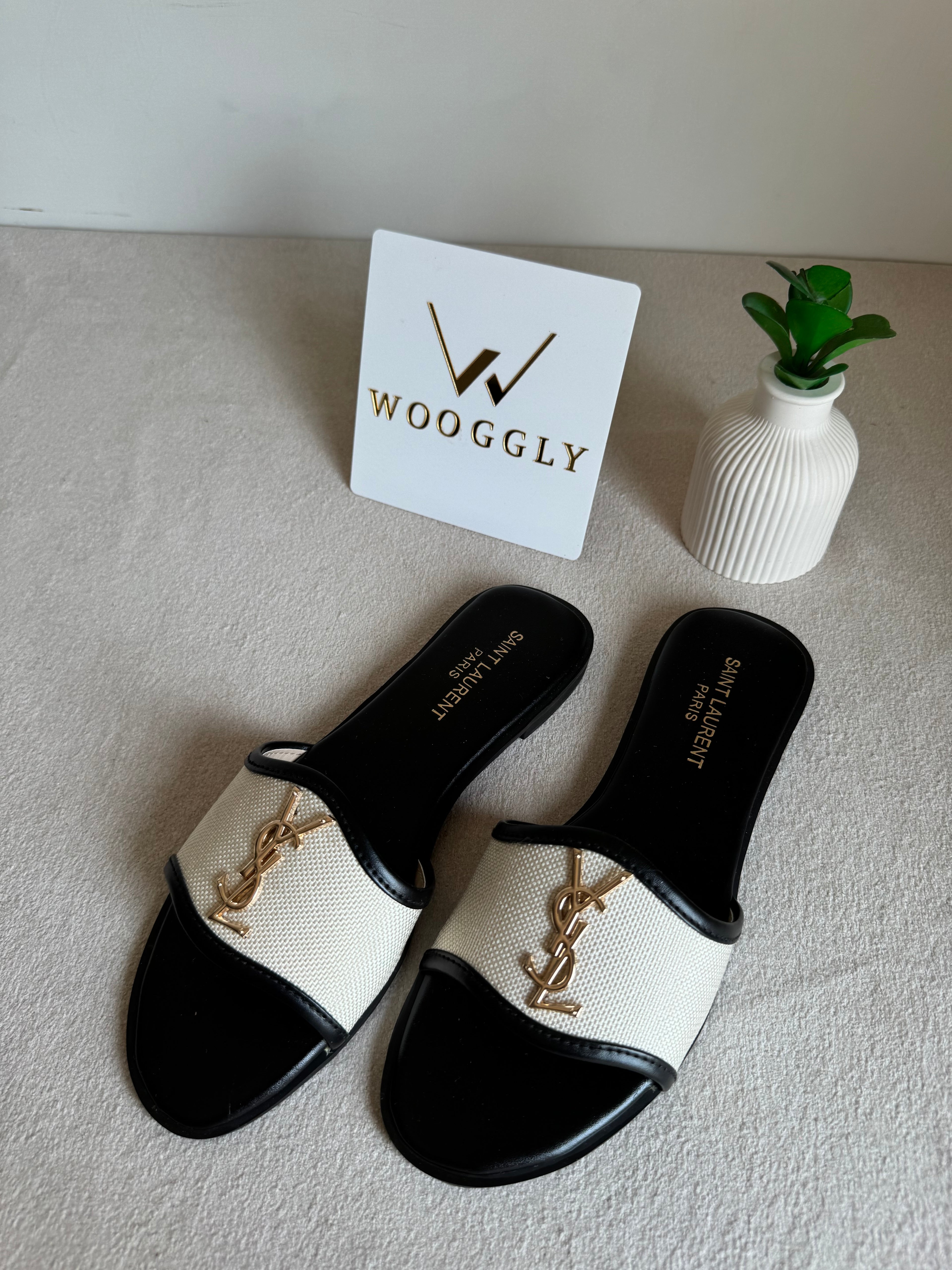 YSL Jute Slides - Black