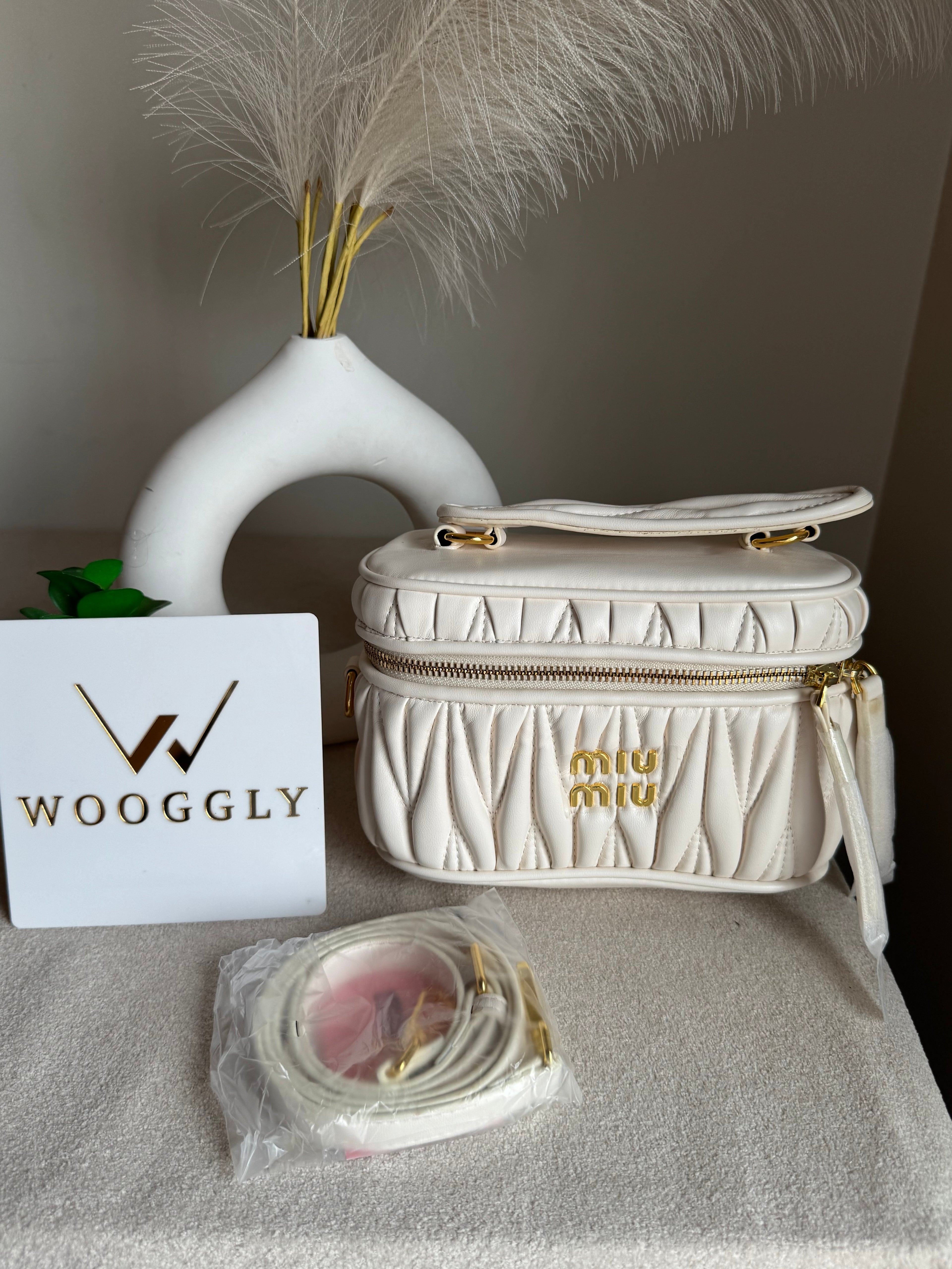 Miu Miu Quilted Crossbody Bag - Cream