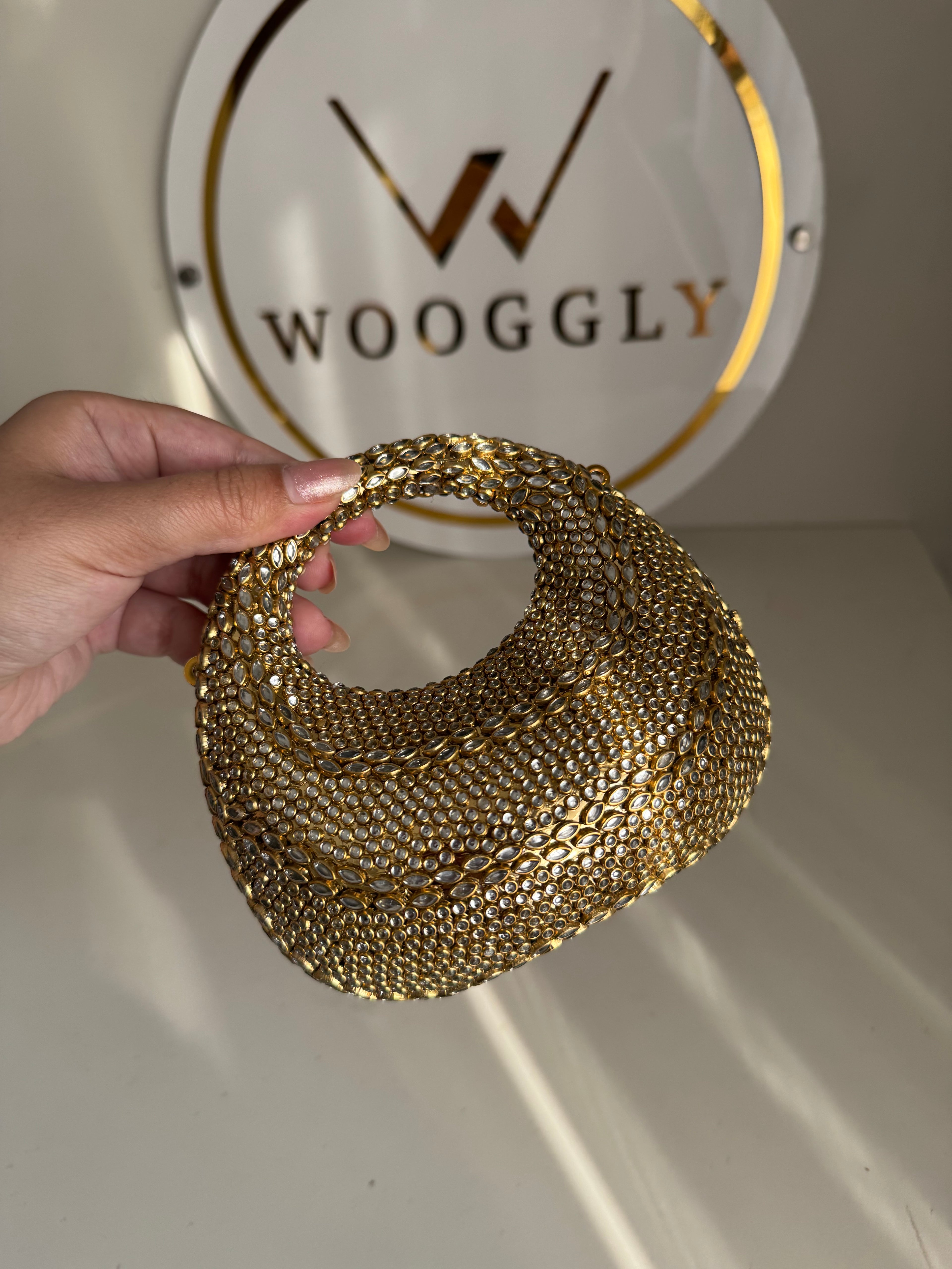 Viral Kundan Clutch with Chain