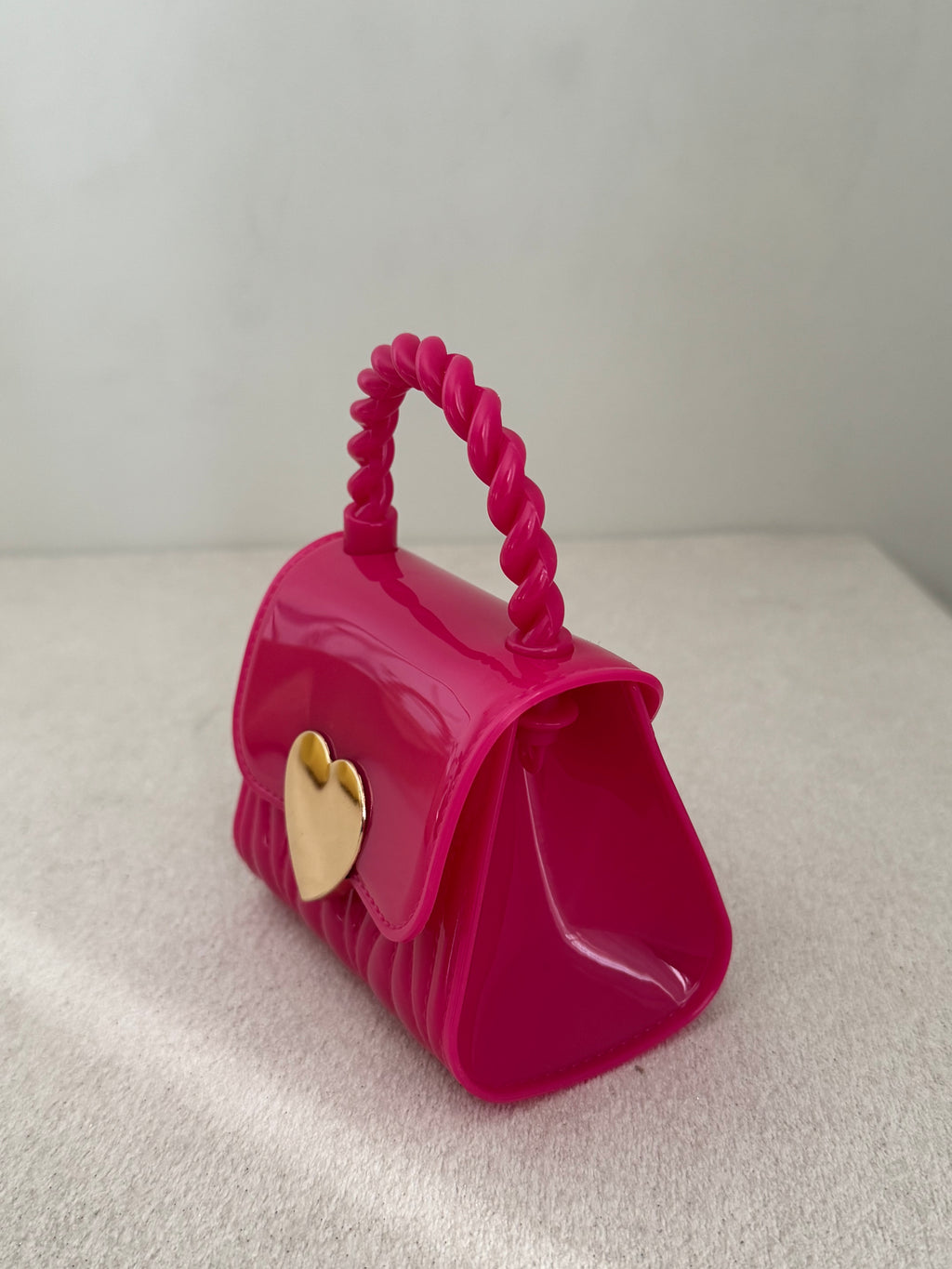 Cute Kids Heart Bag with Chain - Hot Pink