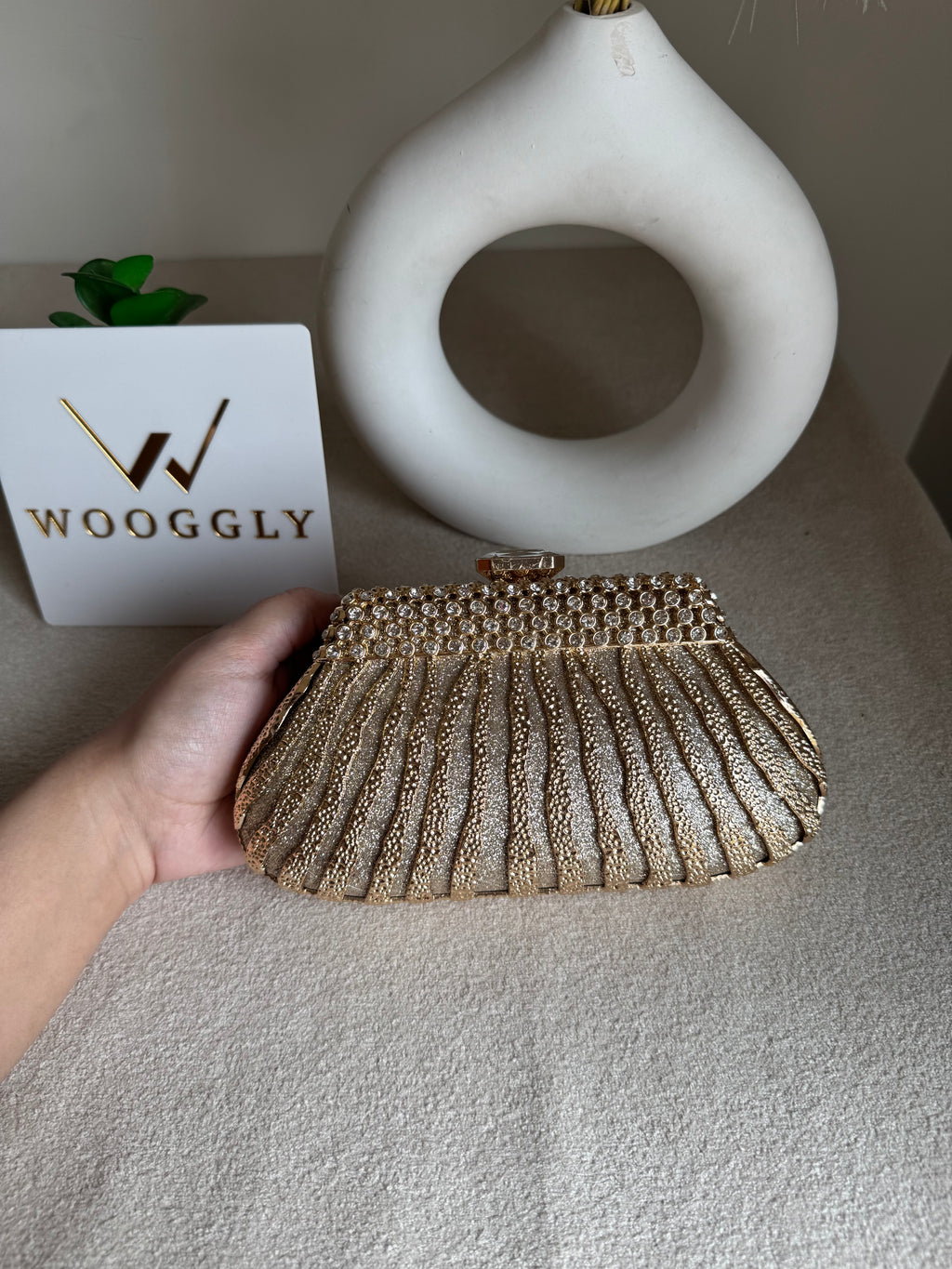 Roselle Clutch Champagne Metal