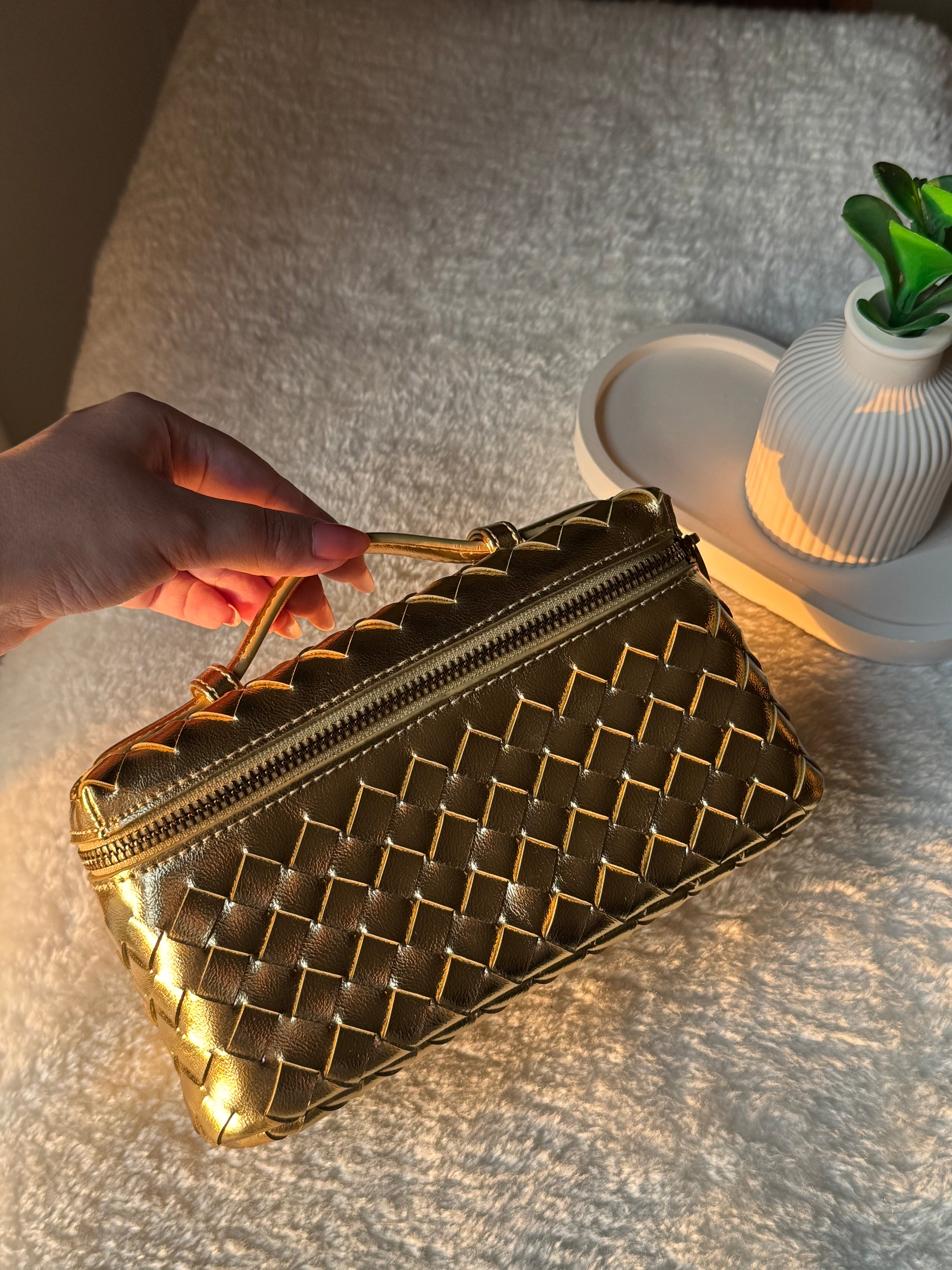 JW Pie Woven Bag with Long Strap (Gold)