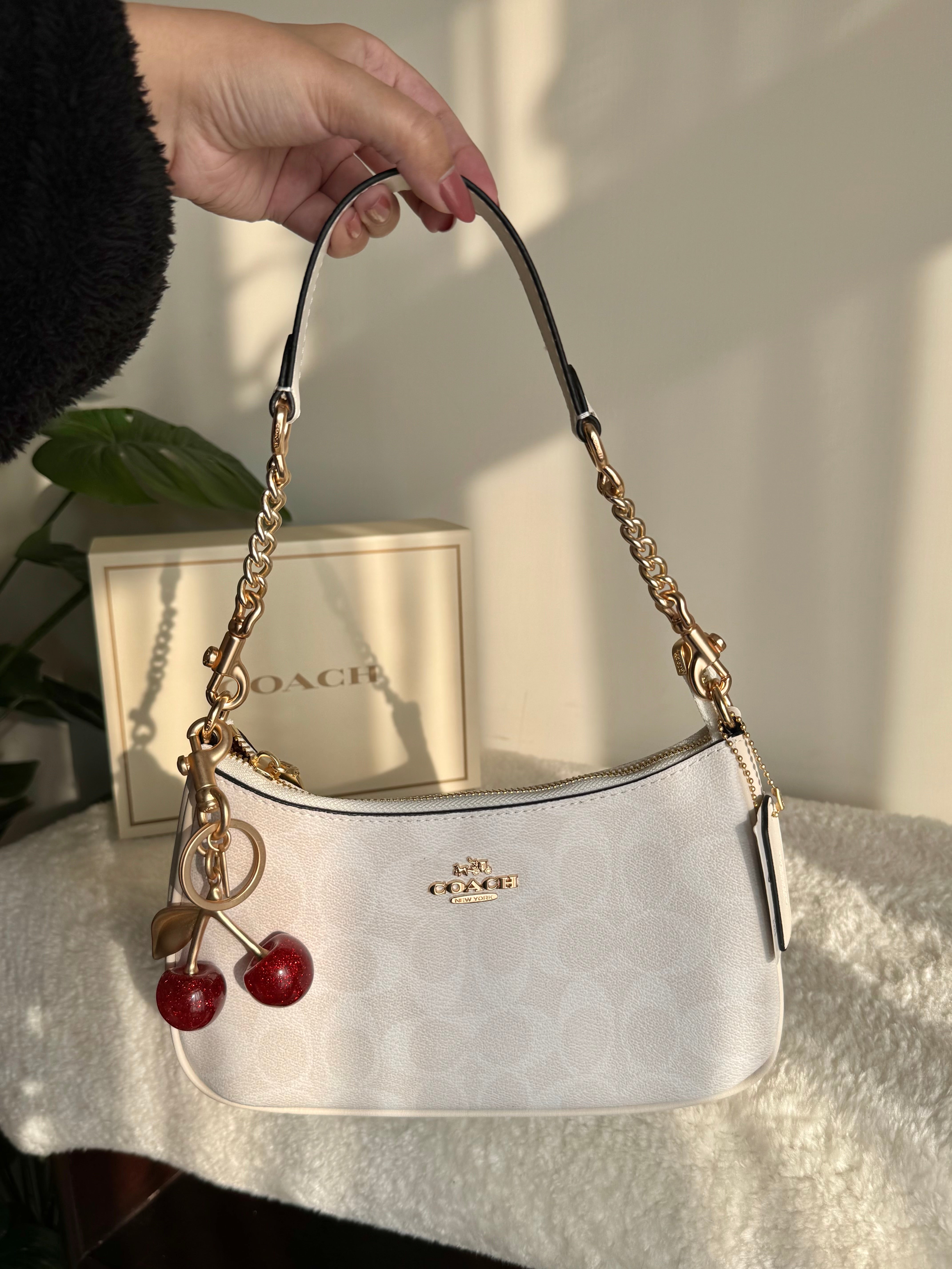 COACH TERI PREMIUM with Coach Cherry Charm (White) - BOX PACKING