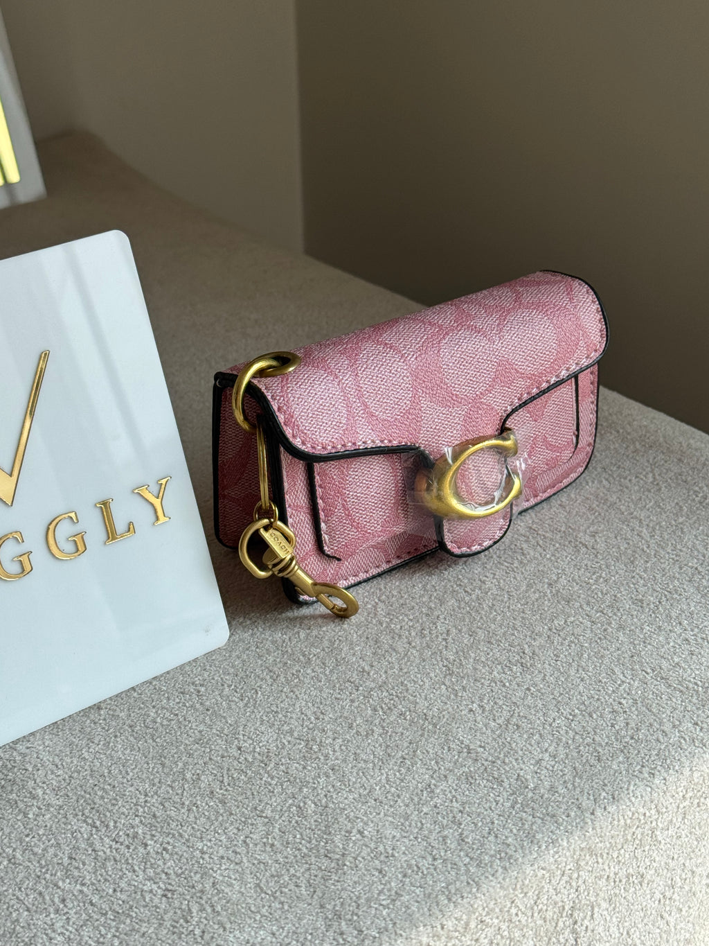 Coach Tabby Mini Bag Charm Signature Pink