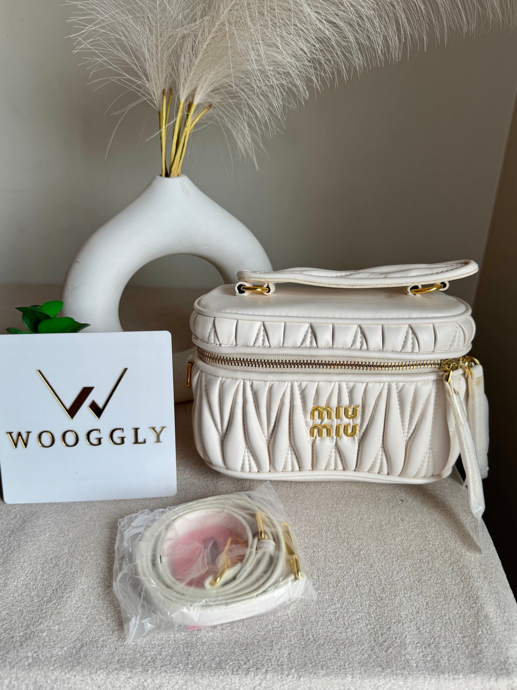 Miu Miu Quilted Crossbody Bag - Cream