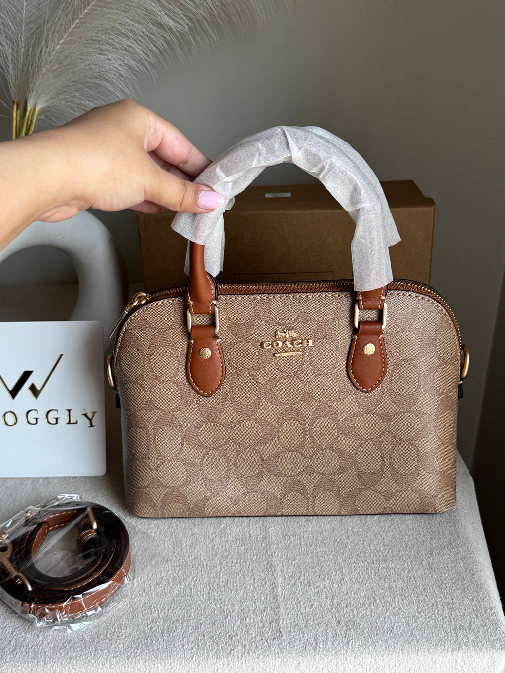 COACH PREMIUM Hand Bag (Apricot Brown) BOX PACKING
