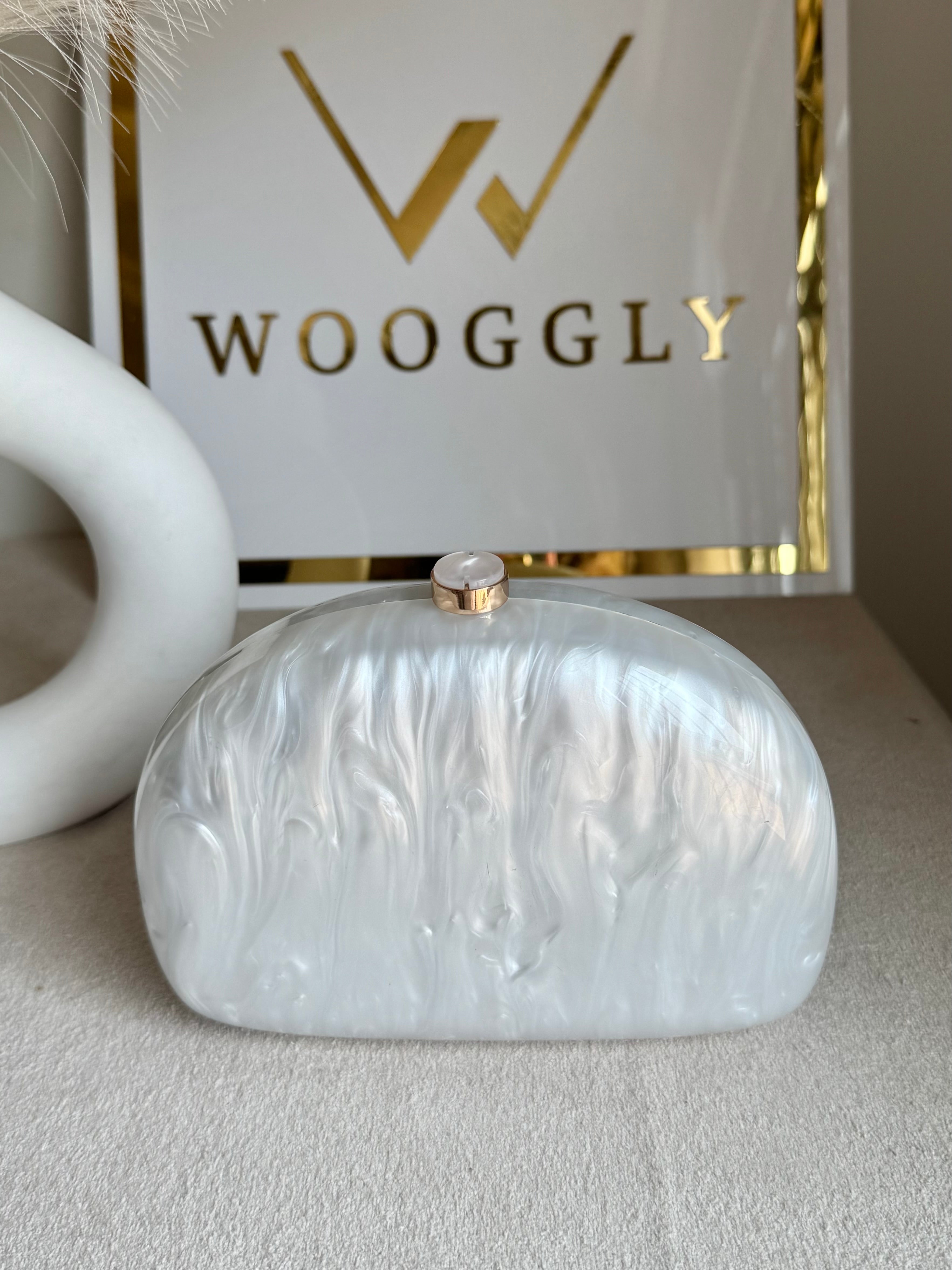 Marble Acrylic Clutch - Pearly