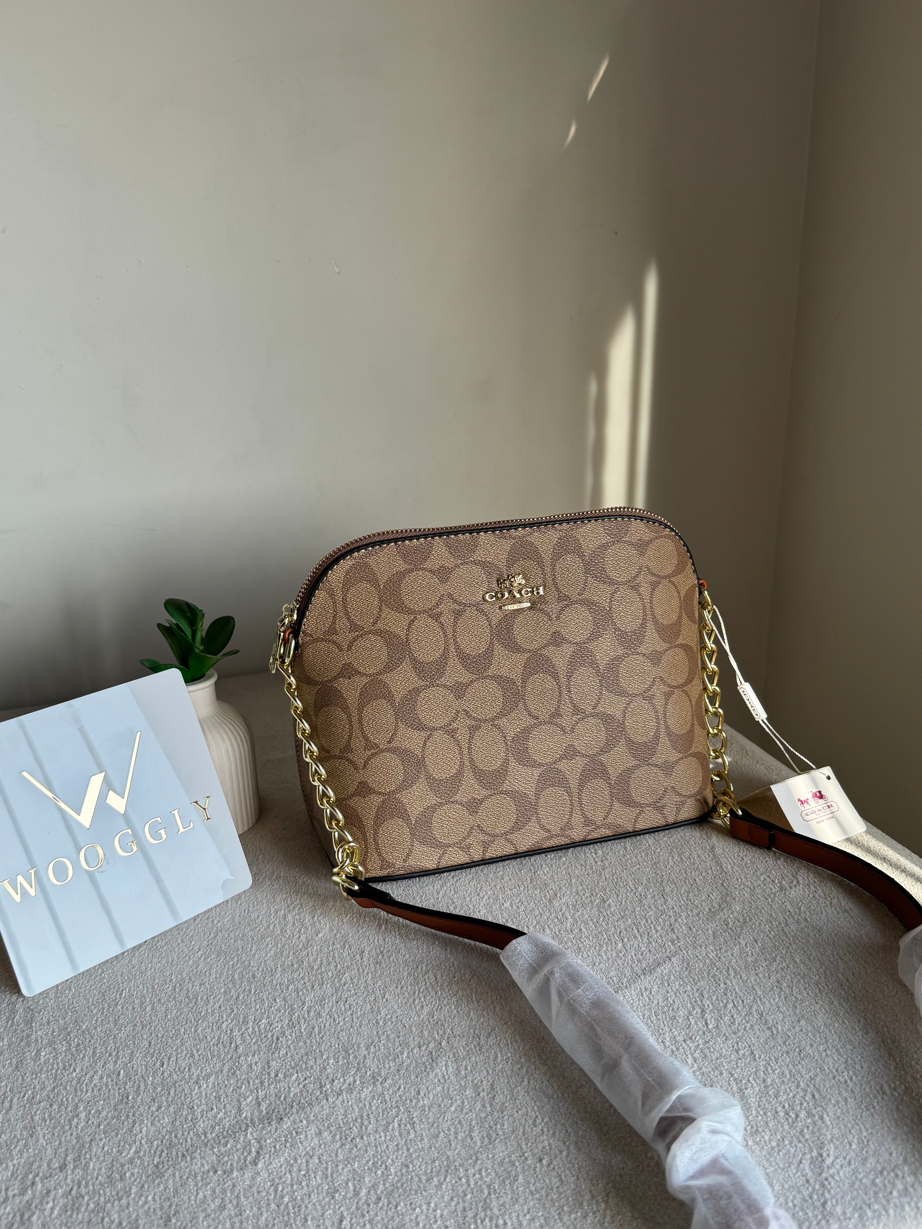 COACH Premium Crossbody Bag - Apricot Brown