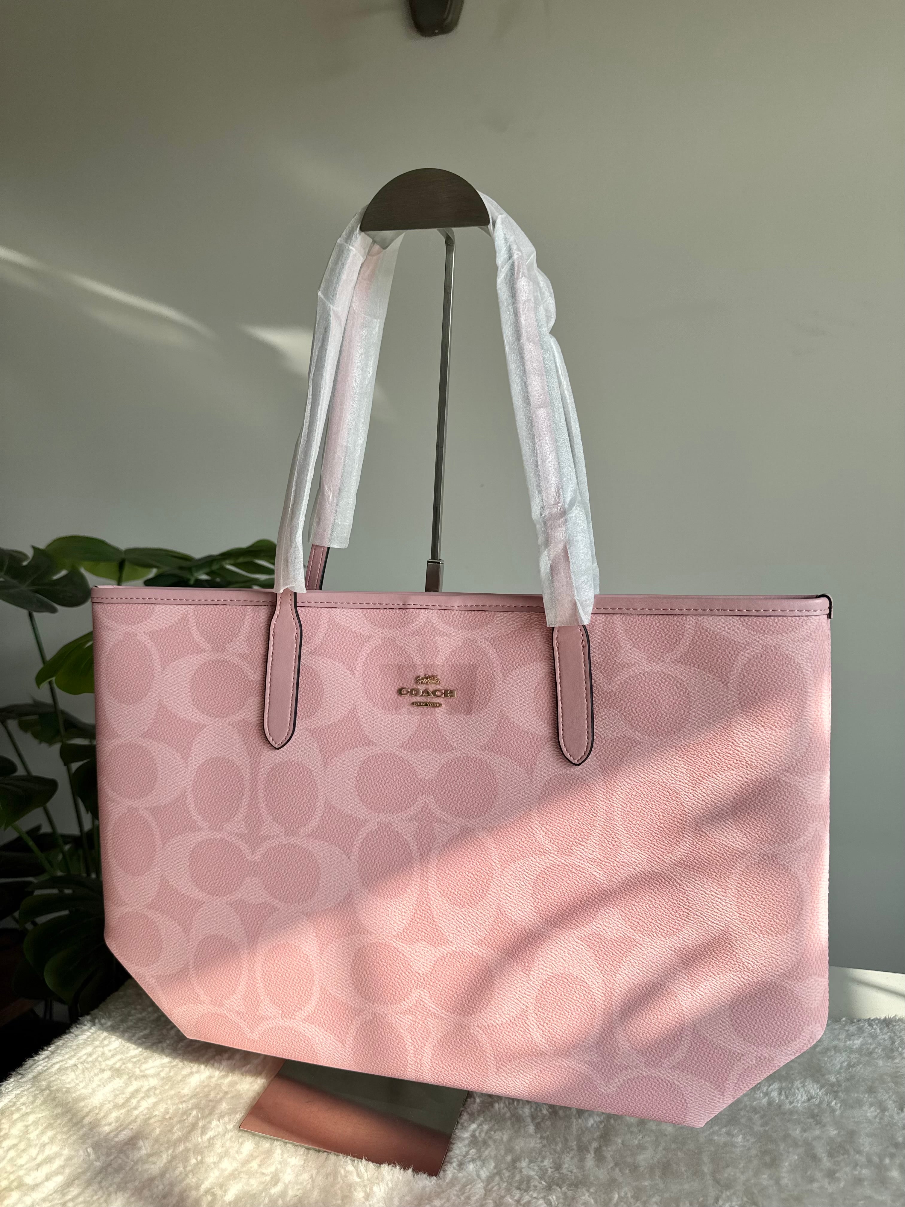 COACH Pink Tote Bag EXTREMELY PREMIUM with FREE Pink Cherry Bag Charm - BOX PACKING