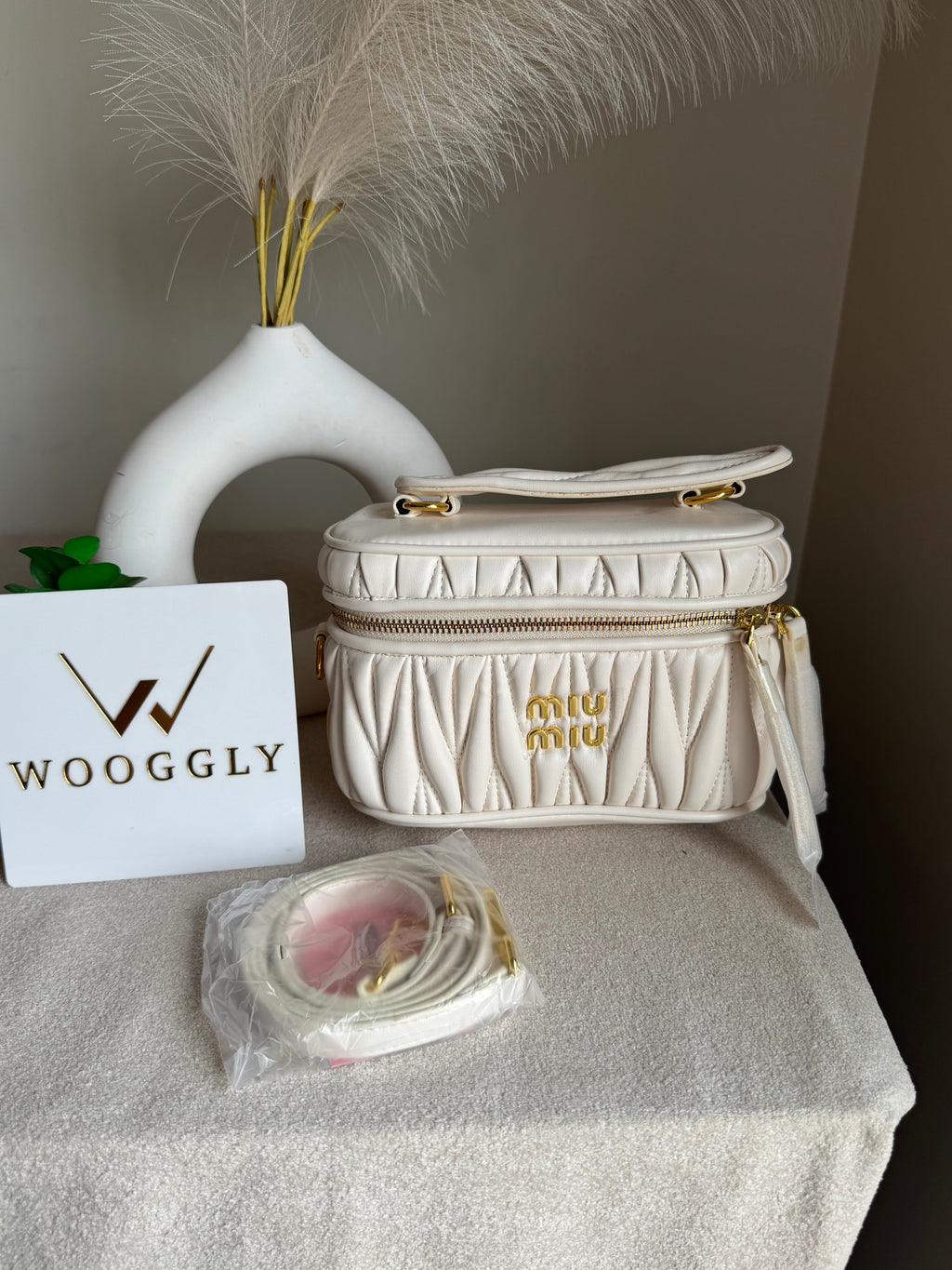 Miu Miu Quilted Crossbody Bag - Cream