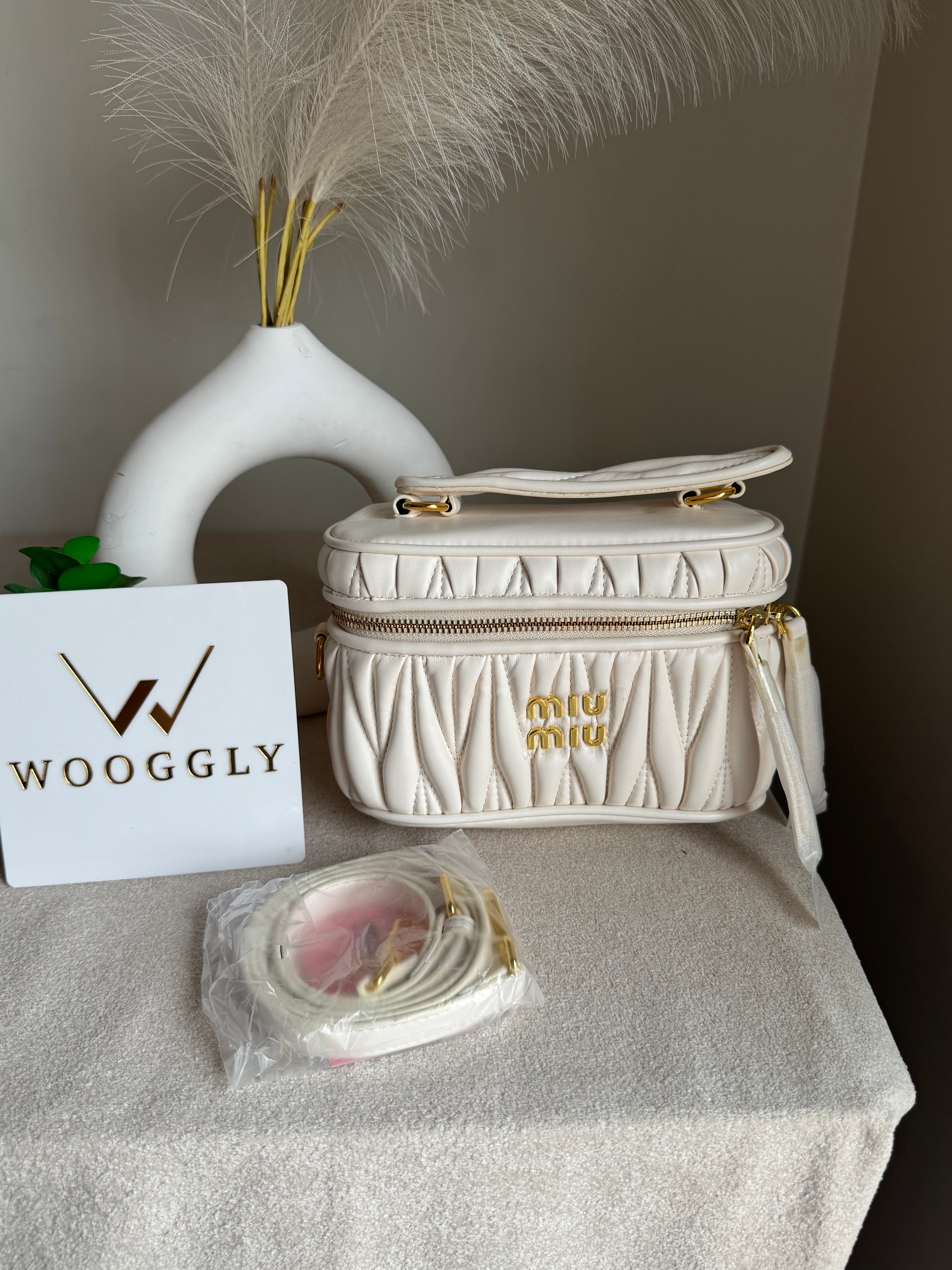 Miu Miu Quilted Crossbody Bag - Cream
