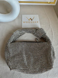 Party Wear Rhinestone Bow Bag - Silver with Black