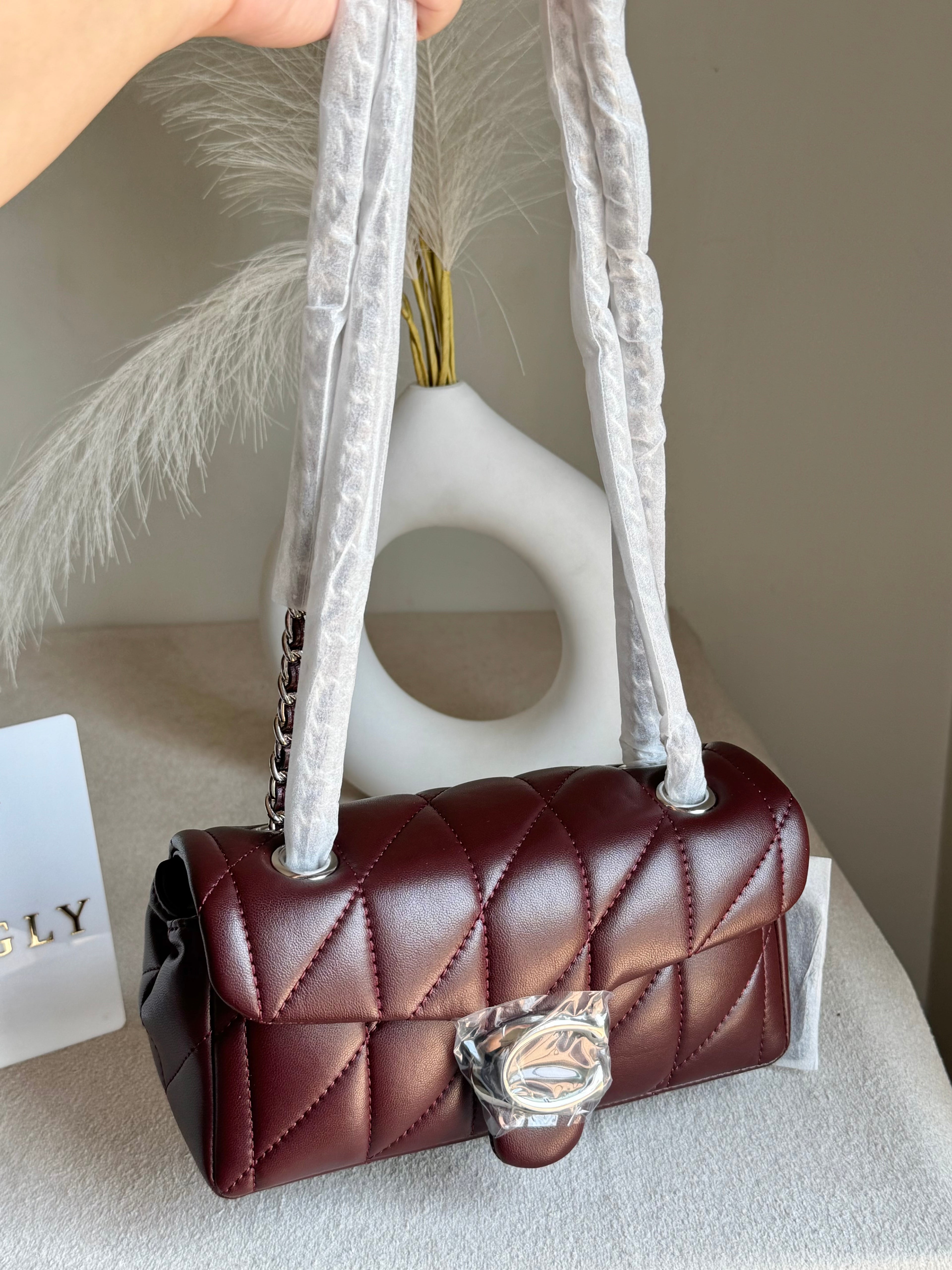 Mini Premium COACH Quilted Tabby (Burgandy) - BOX PACKING