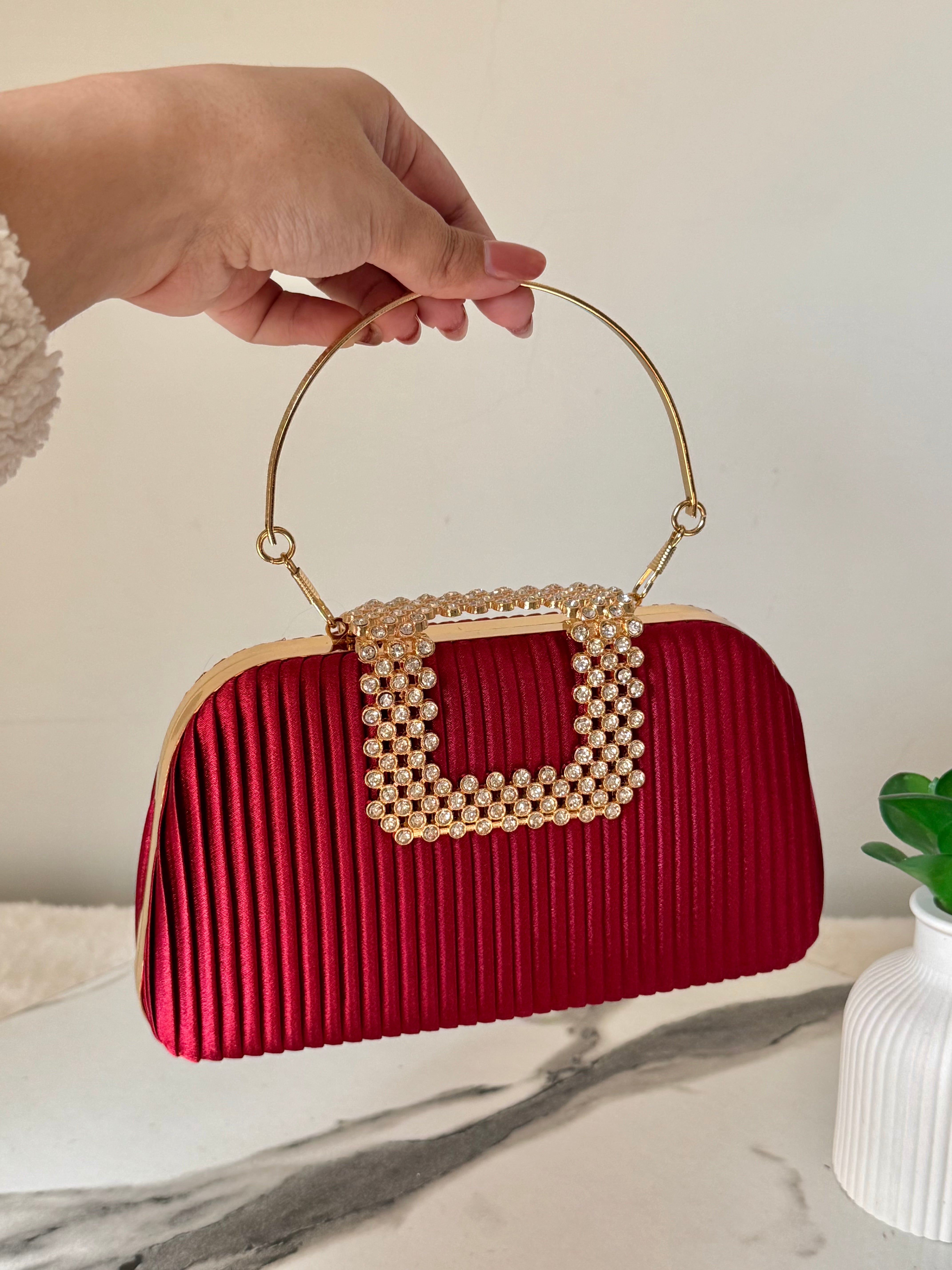 Velvet Charm Clutch - Red