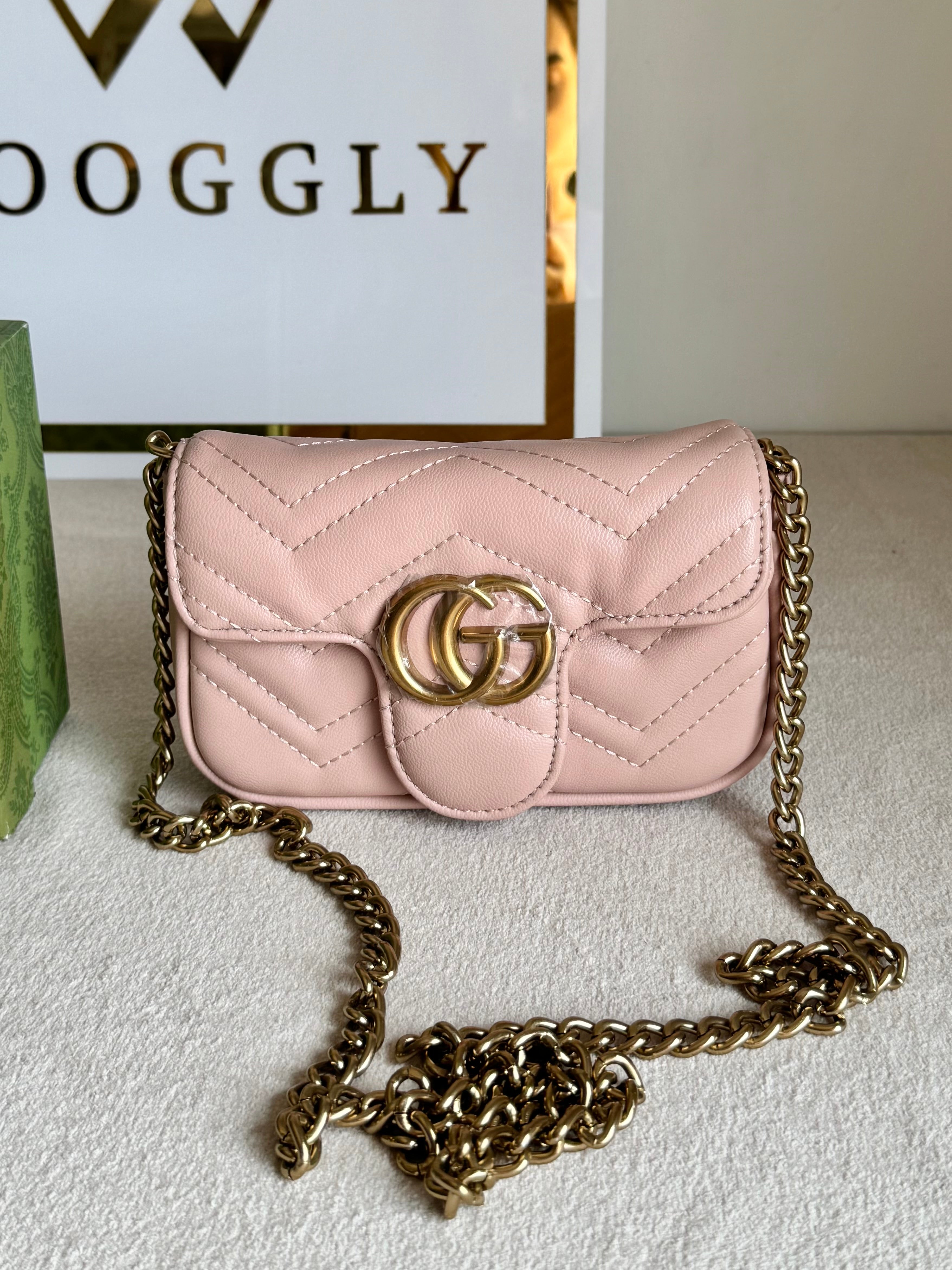 Gucci Signature Bag SMALL - Pink with Box Packing