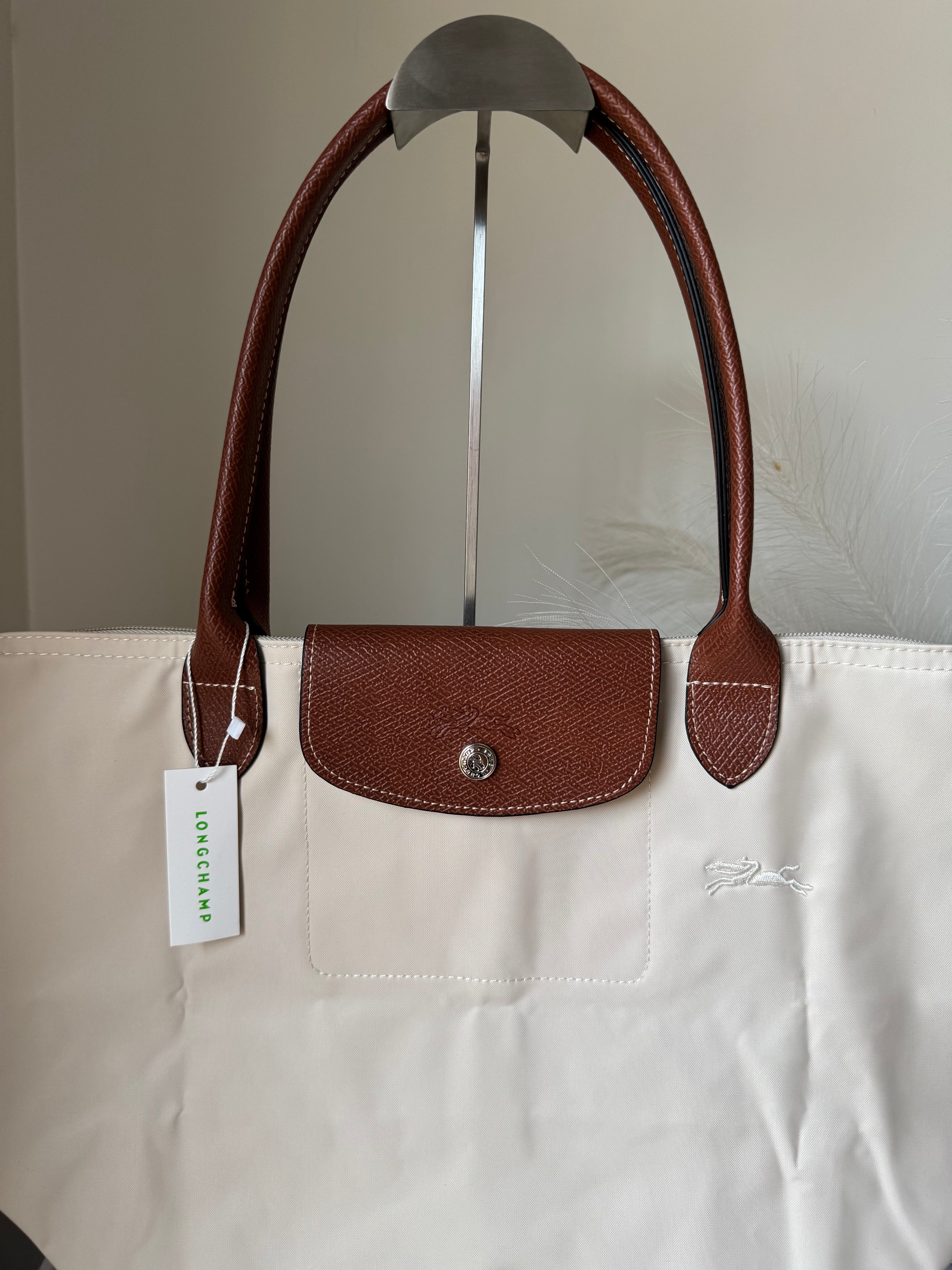Longchamp Tote LARGE - Paper White (WITH BRAND LOGO)