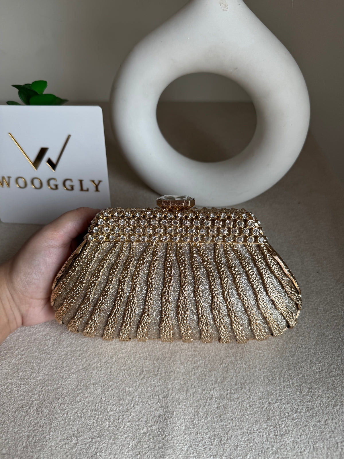 Roselle Clutch Champagne Metal