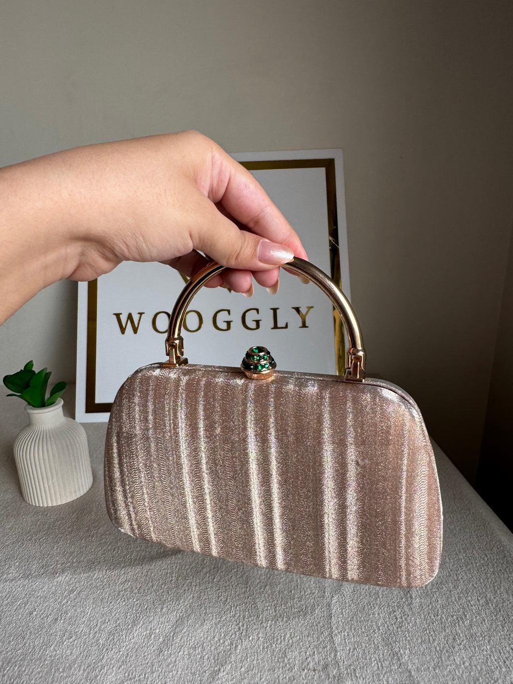 Satin Glow Clutch (Rose Gold)