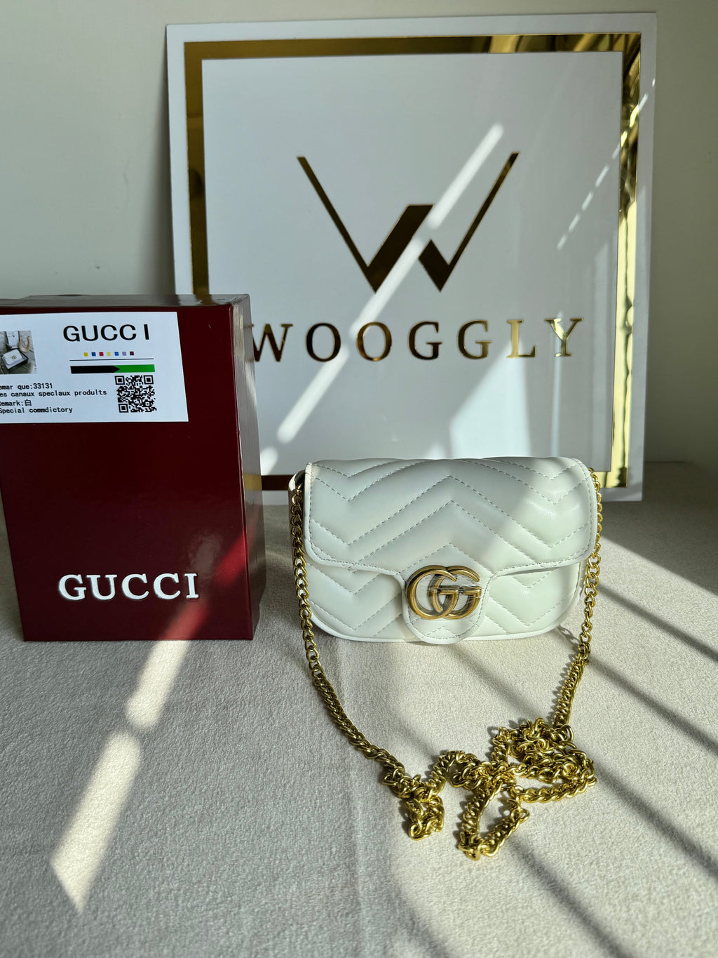Gucci Signature Bag SMALL - Cream with Box Packing