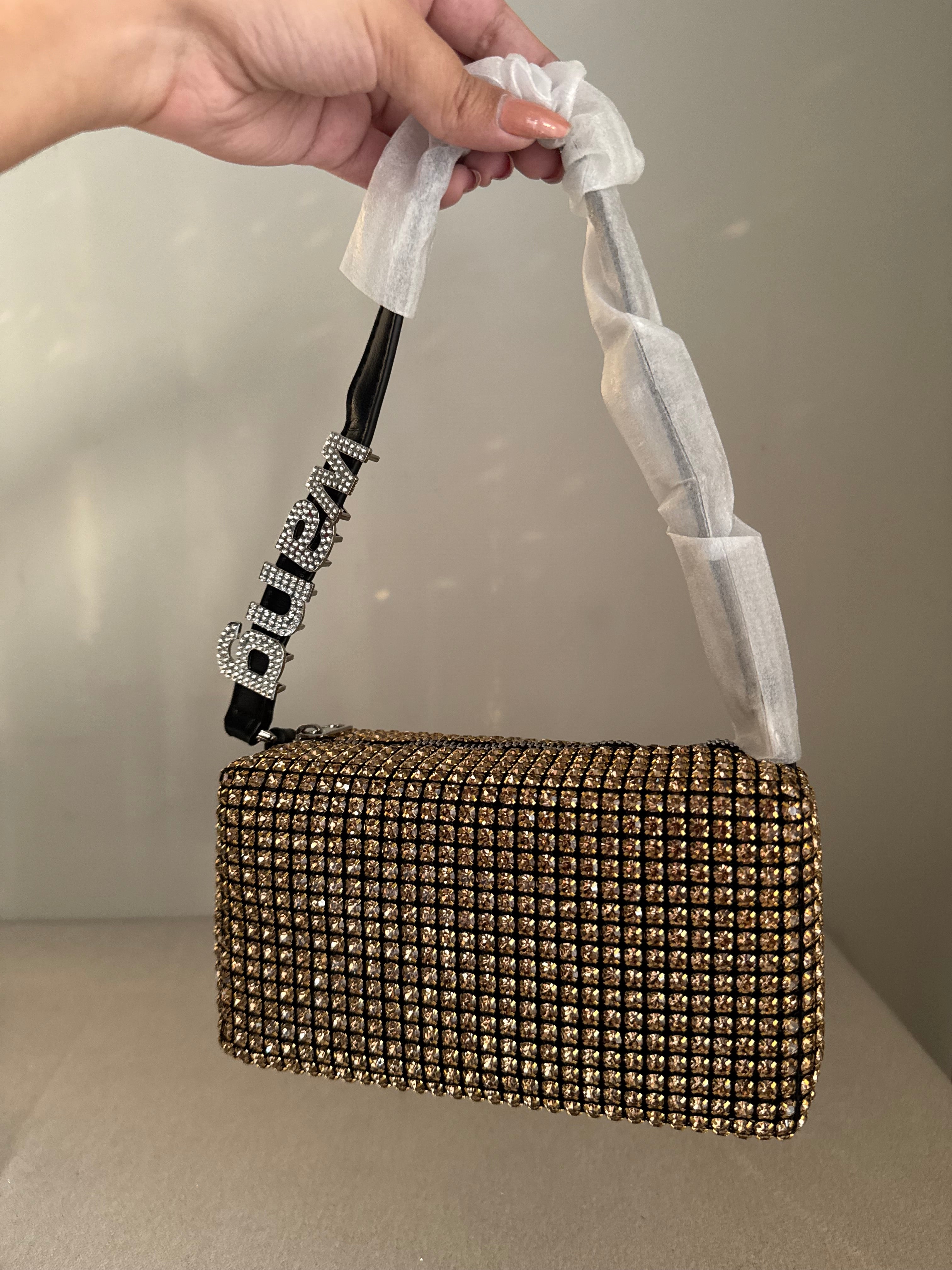 Alexander Wang Rhinestone Evening Clutch (Champagne & Black)