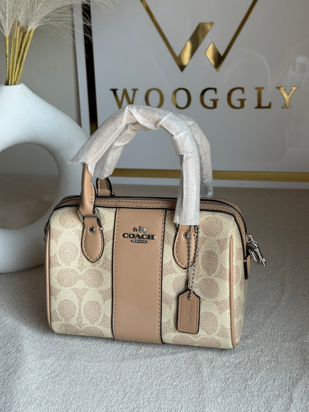 COACH Mini Duffle Bag PREMIUM with Long Strap (Beige) - BOX PACKING