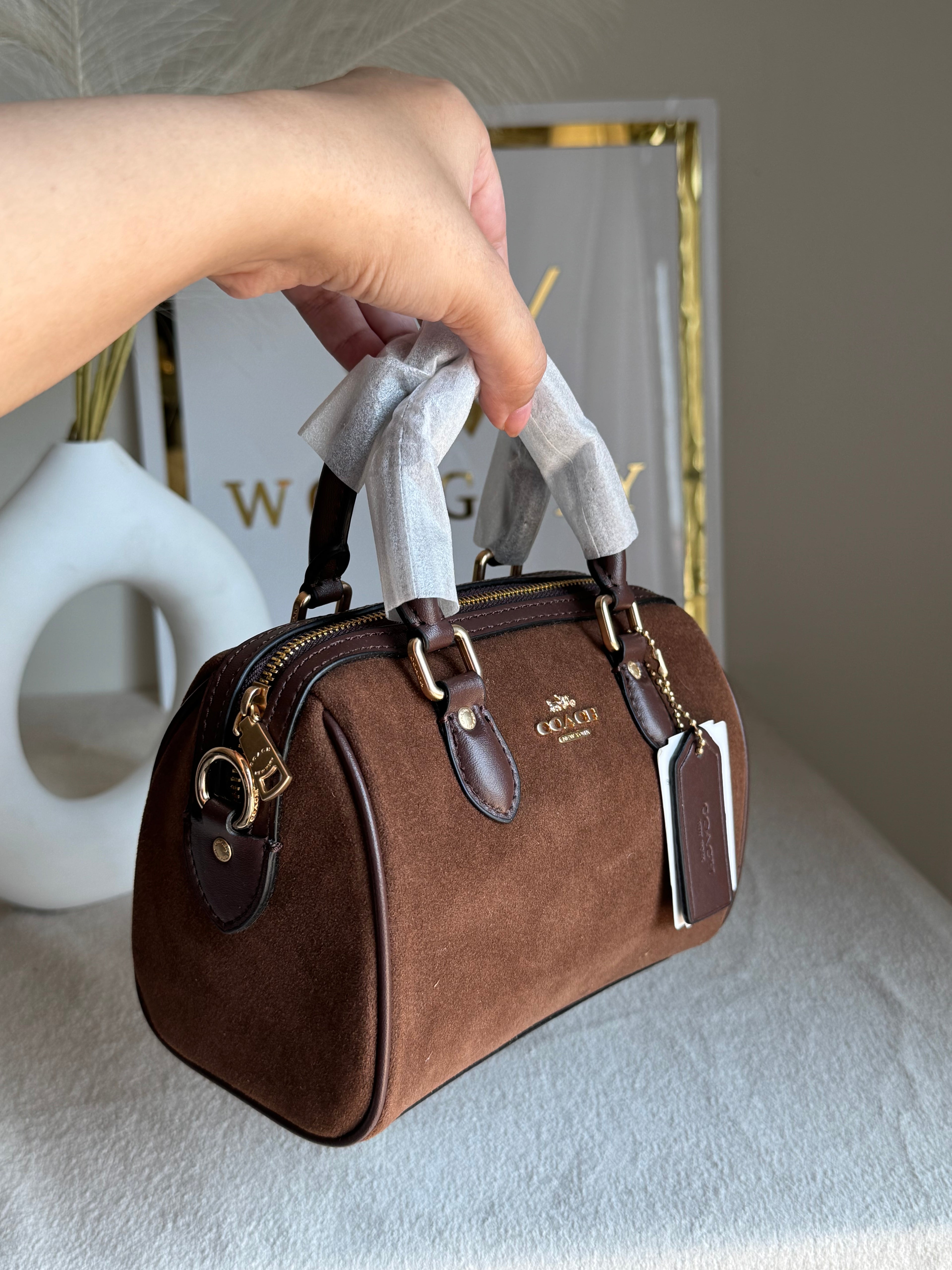COACH Mini Duffle Bag PREMIUM with Long Strap (Chocolate Brown) - BOX PACKING