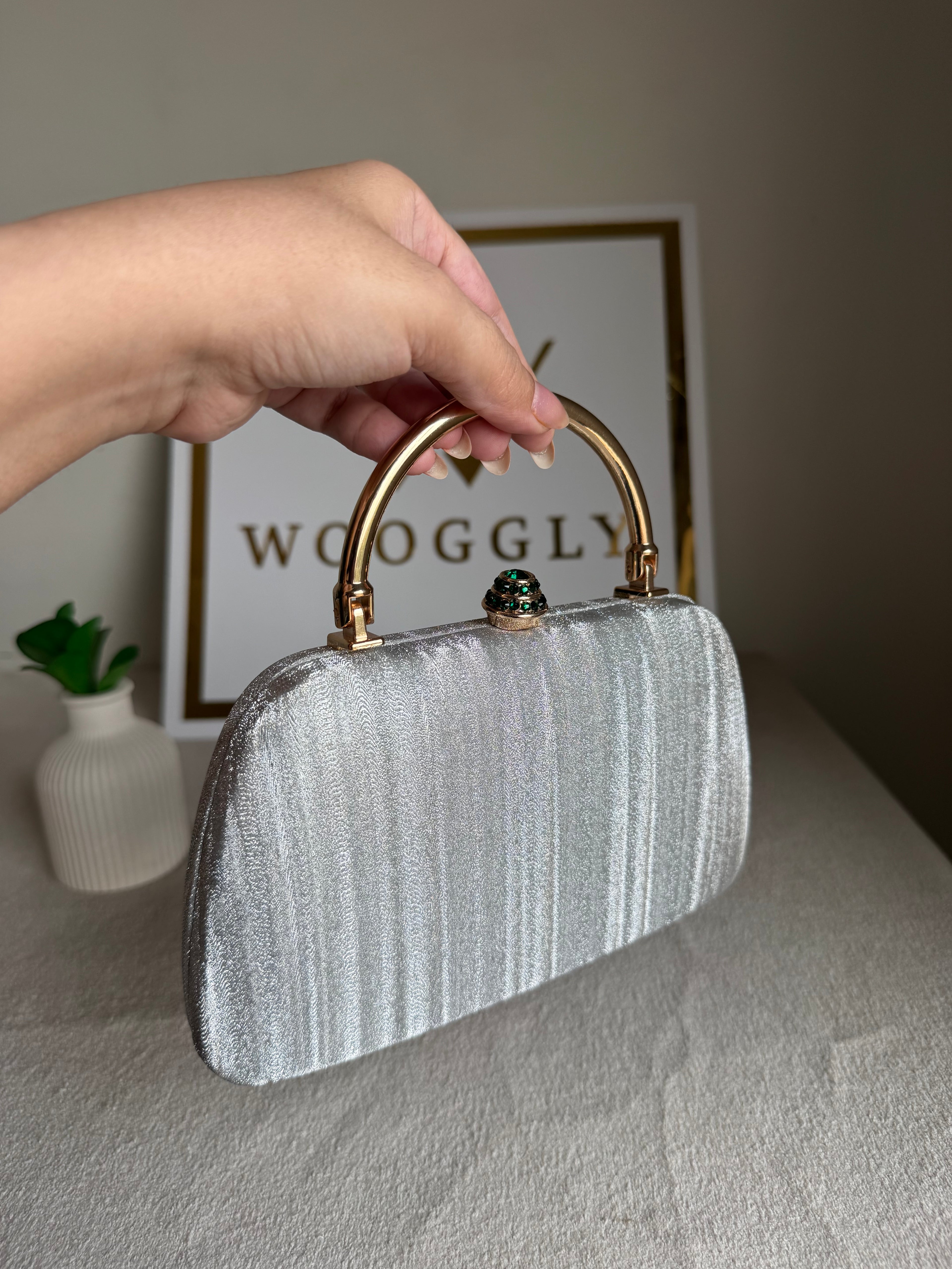 Satin Glow Clutch (Silver)